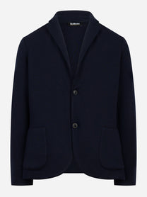 Giacca maglia in lana blu