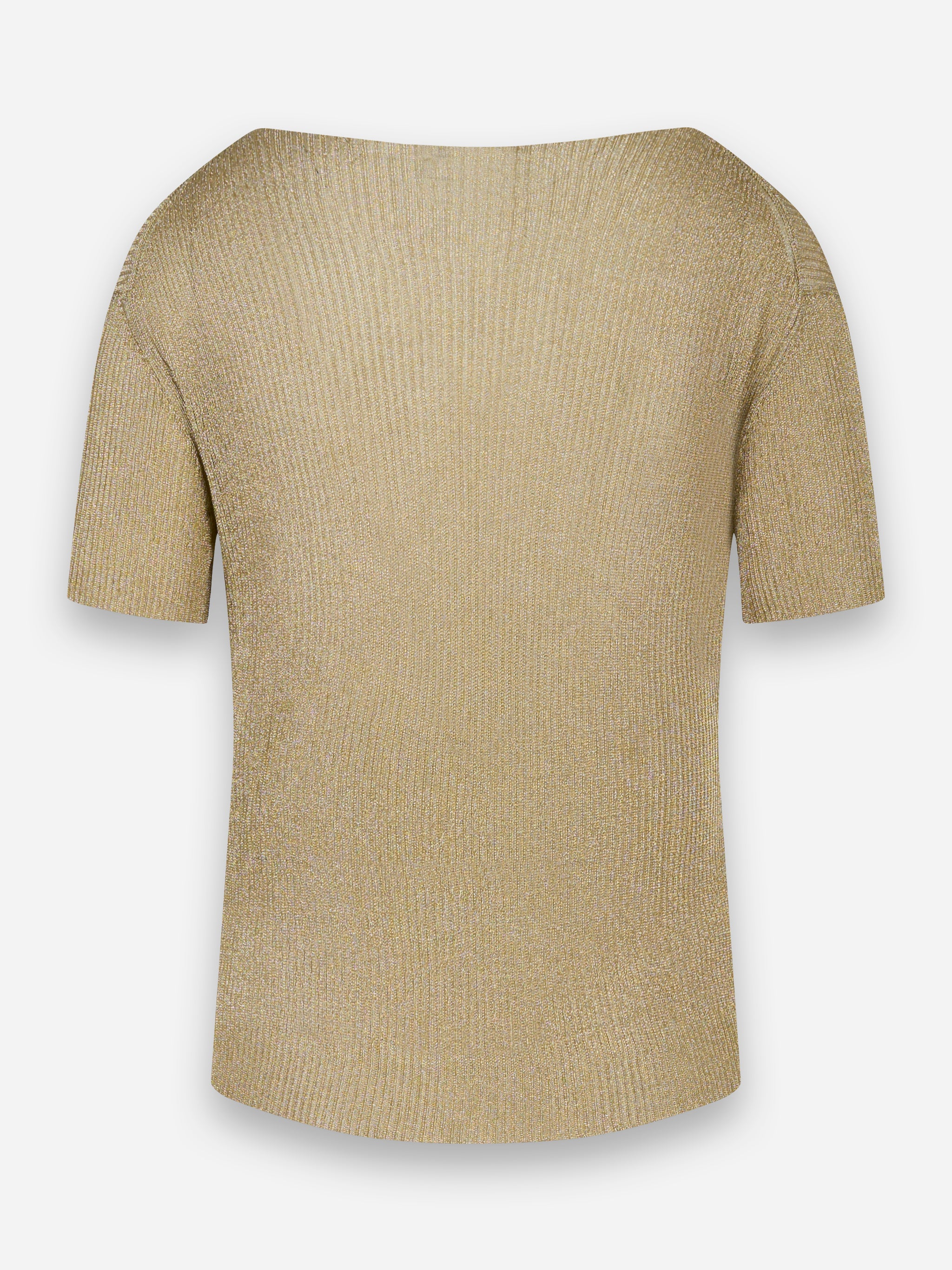 T-shirt in lurex lavorata a costine Oro