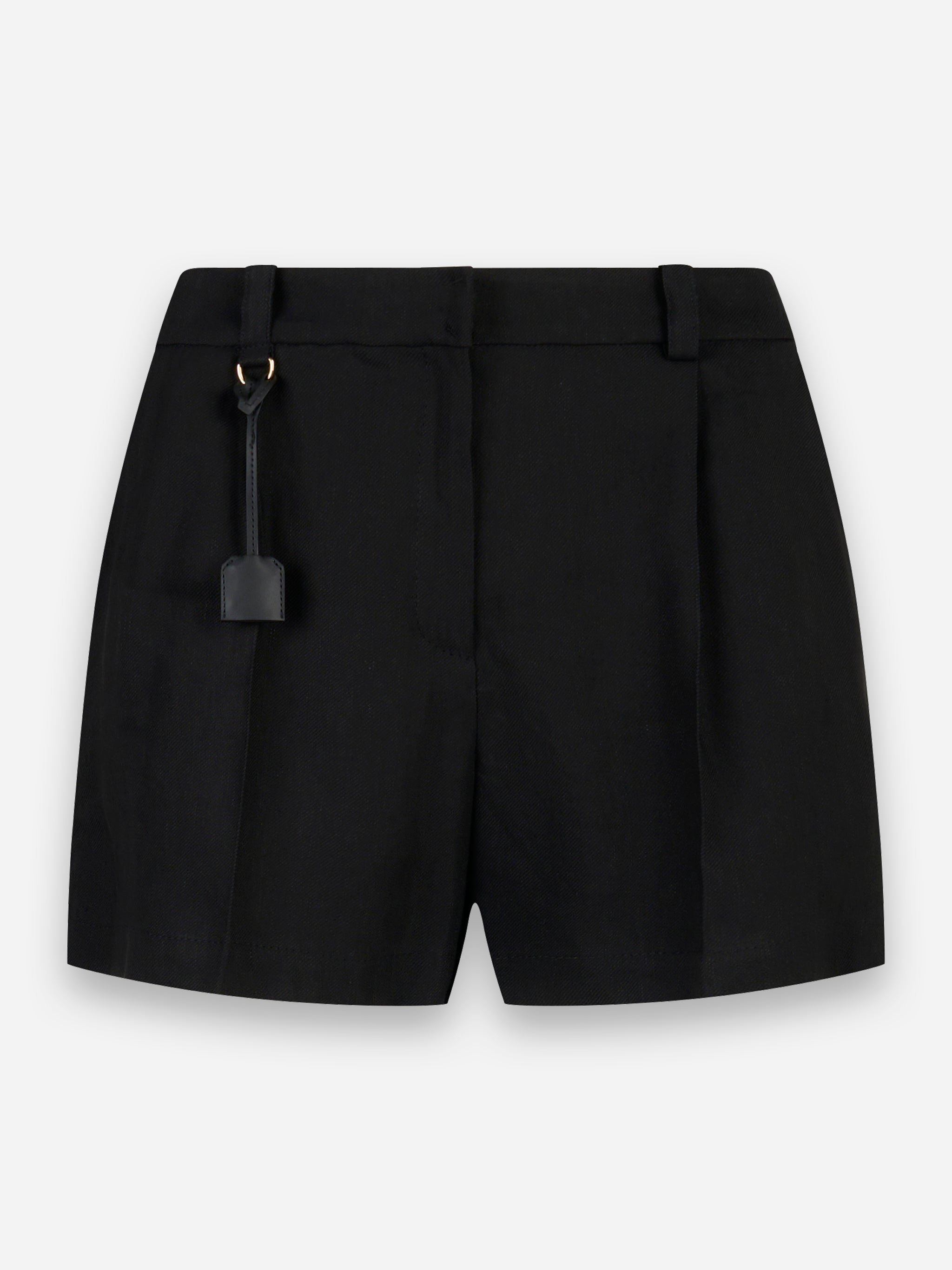 Shorts in gabardina di misto lino Nero