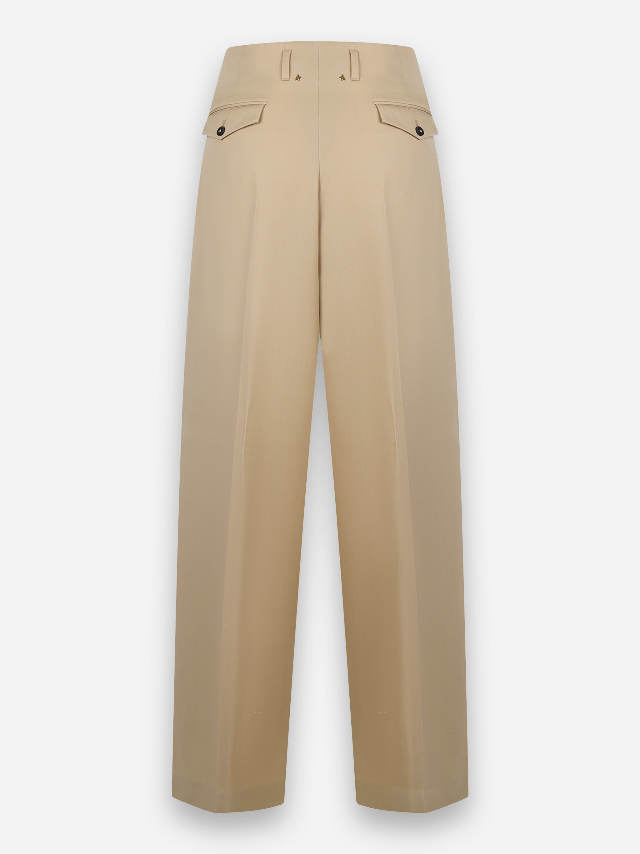 Pantalone gamba larga in gabardina di lana leggera Beige