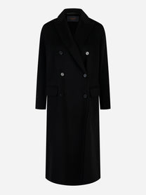 Cappotto Arianna doppiopetto in double di lana Nero