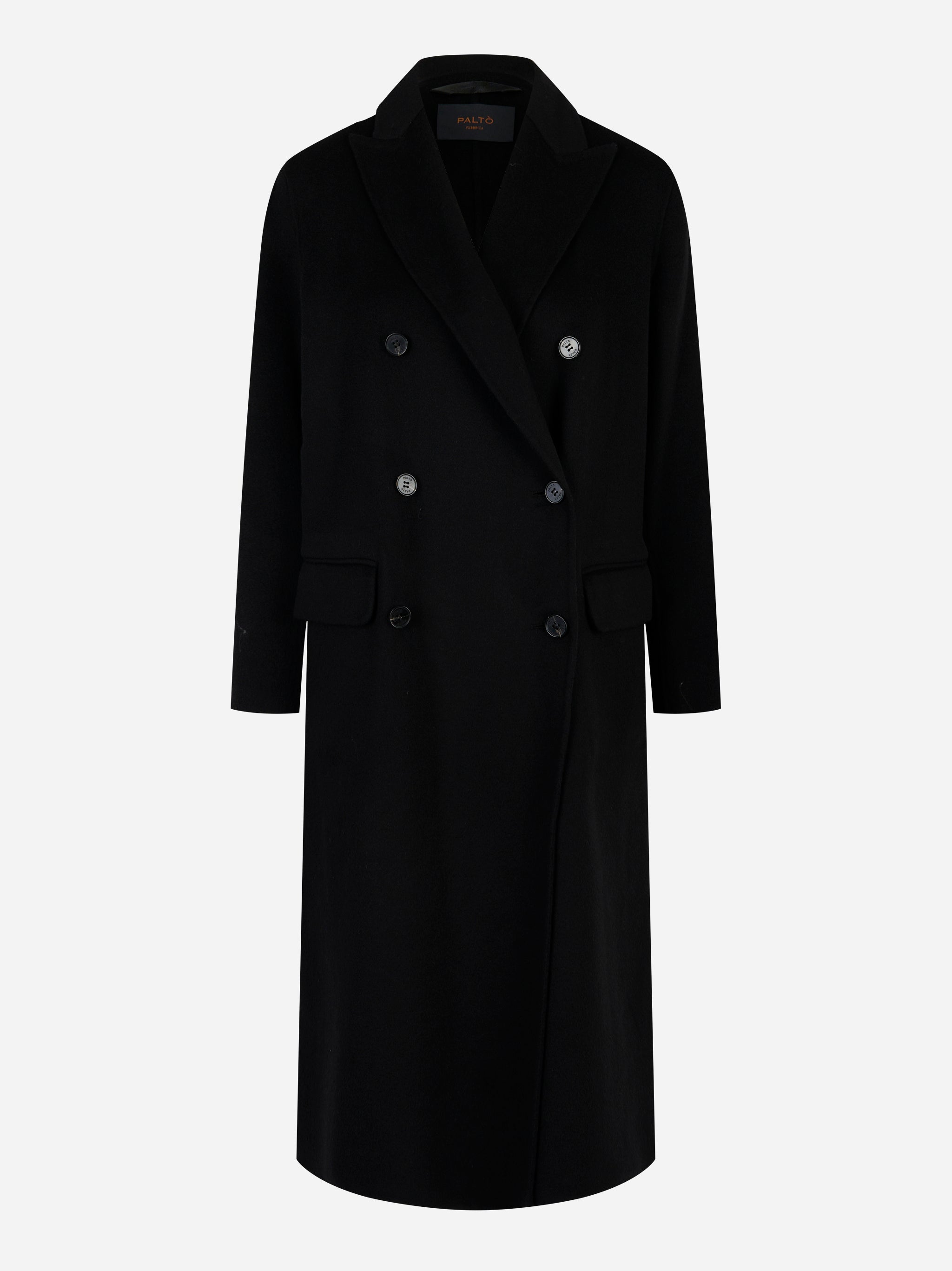 Cappotto Arianna doppiopetto in double di lana Nero
