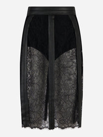 Gonna in pizzo floreale Nero