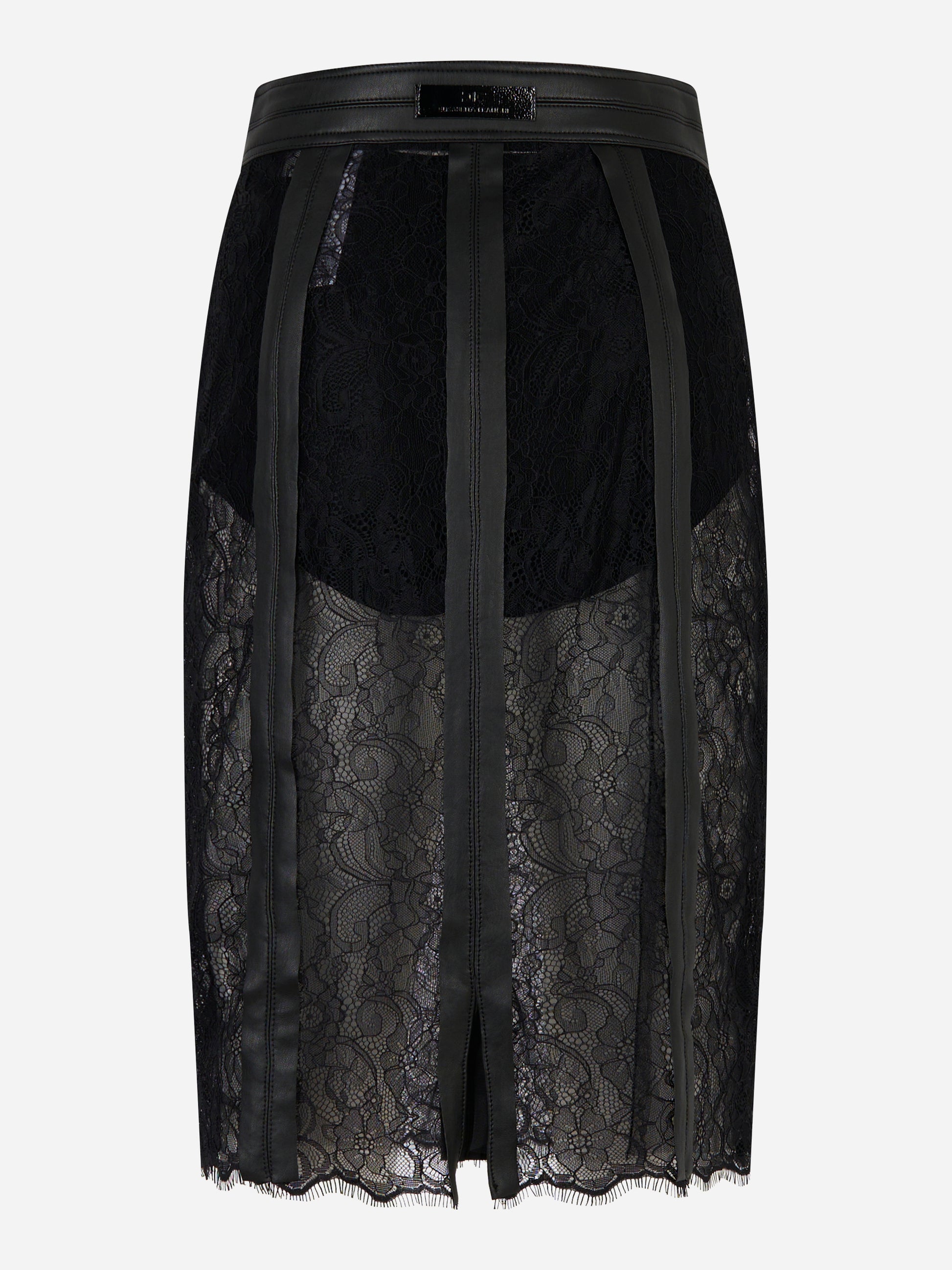Gonna in pizzo floreale Nero
