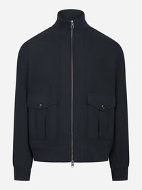 Bomber in nylon blu con zip
