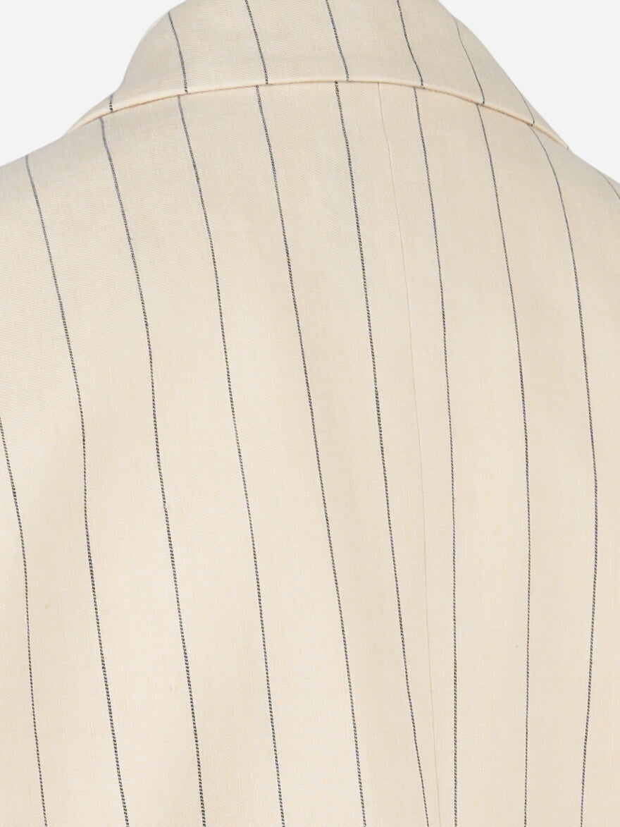 Blazer due bottoni in cotone e lino Beige