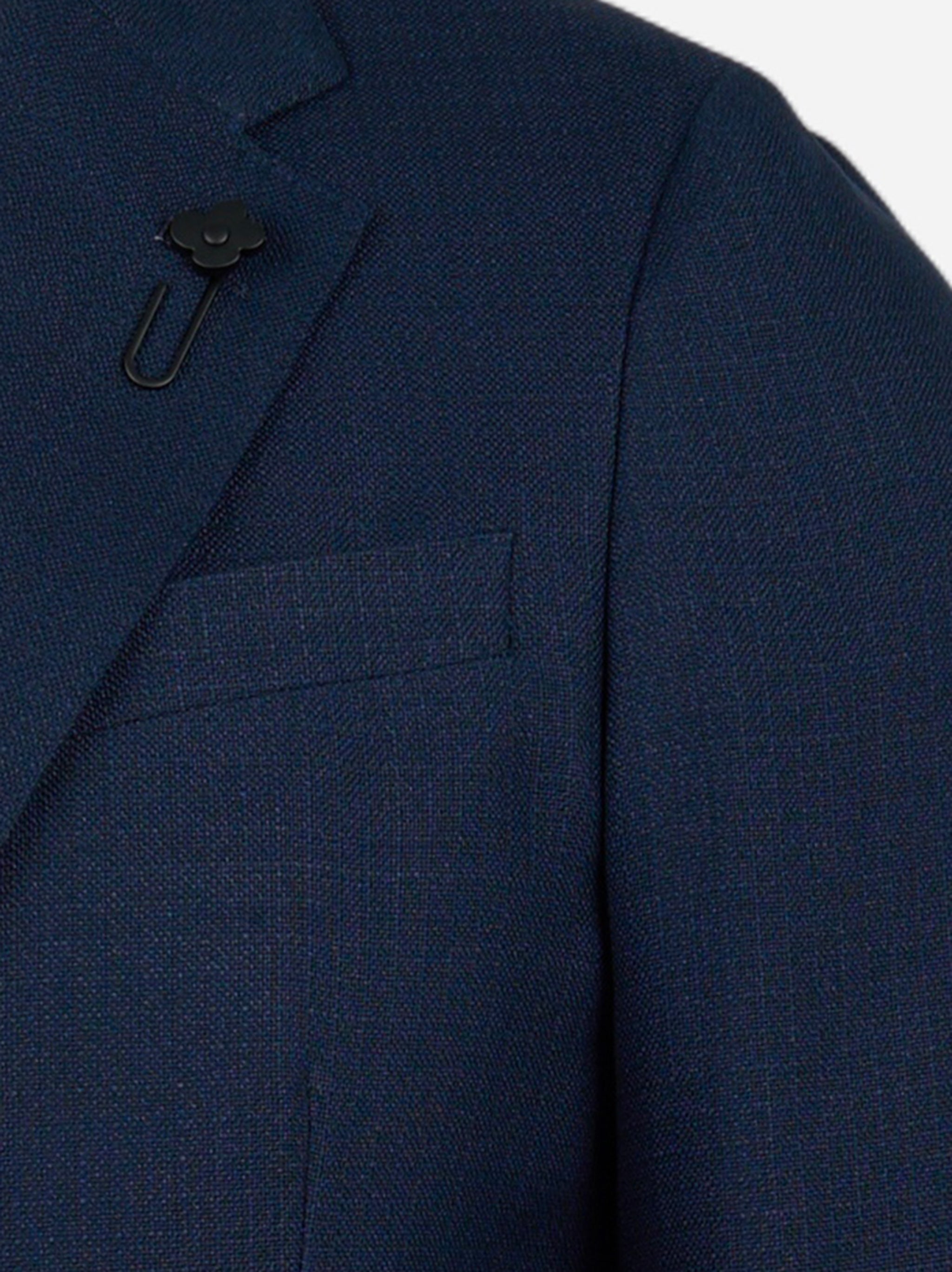 Blazer in cotone e lino con tasche a toppa Blu