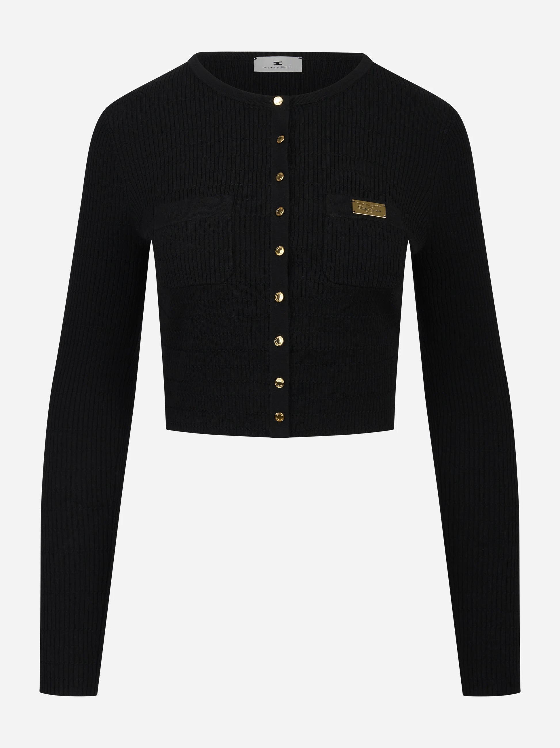 Cardigan in maglia nero a micro trecce