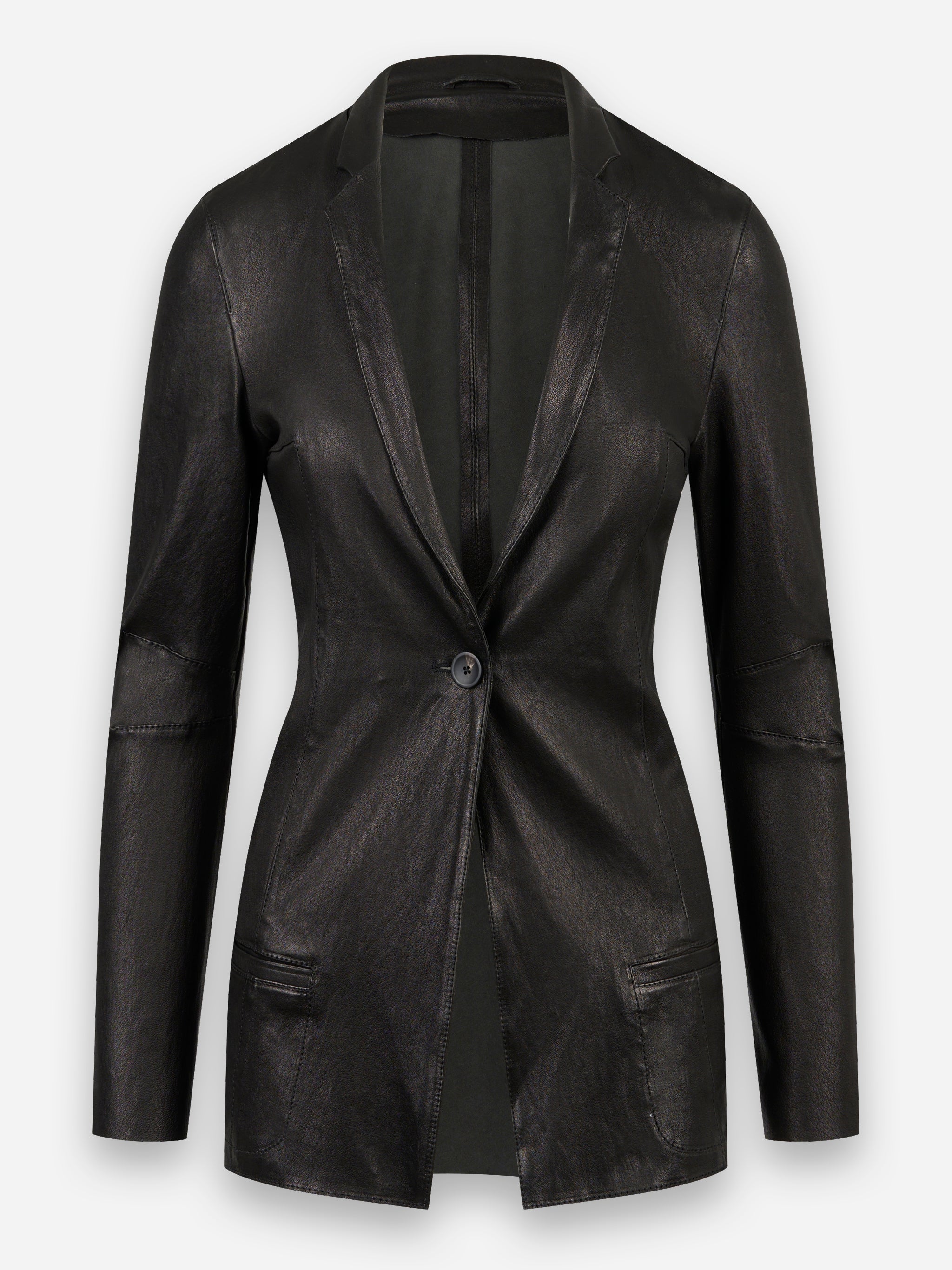 Blazer con un bottone in pelle elasticizzata Nero