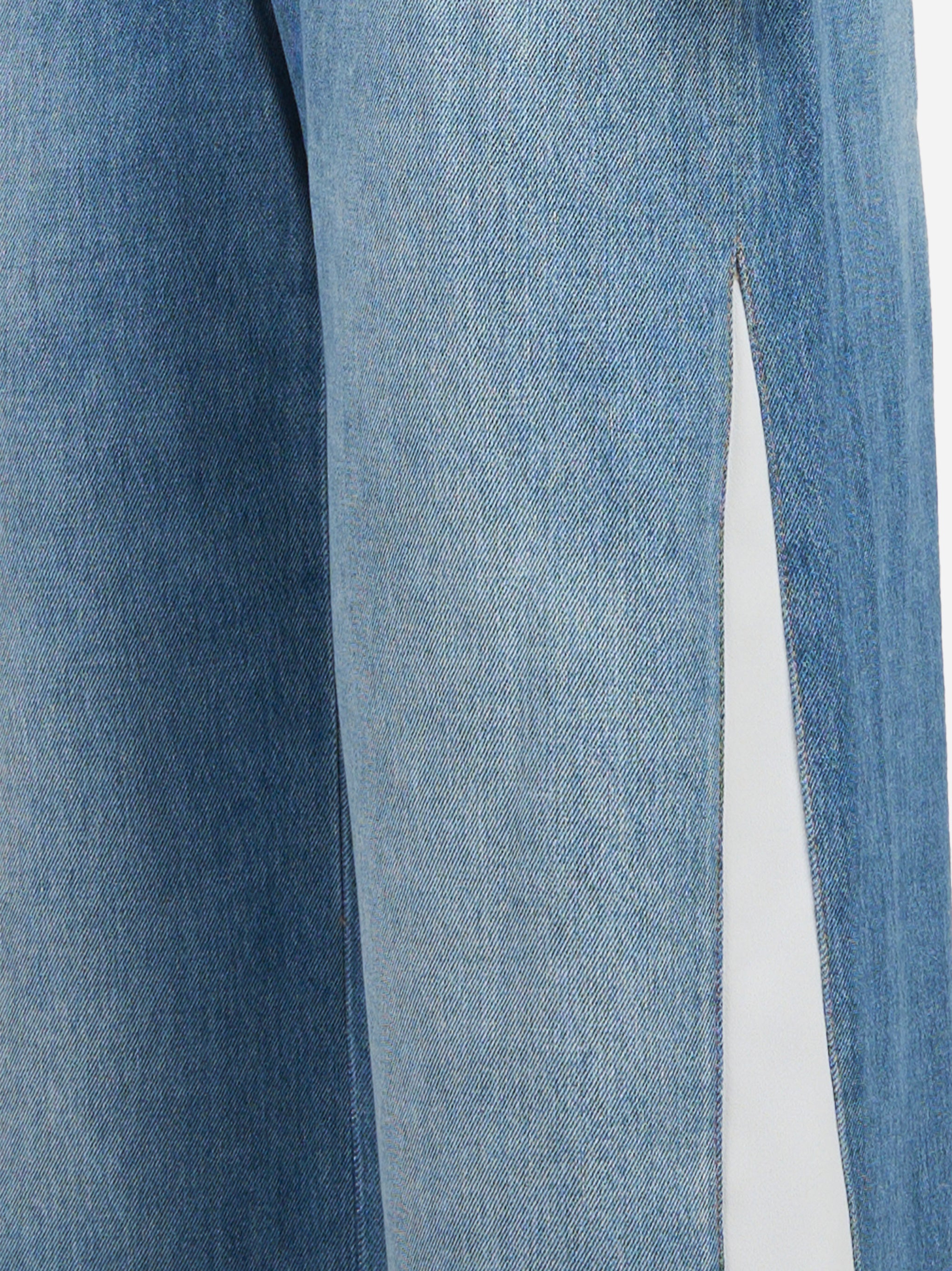 Tuta trompe - l'oeil in crepe e denim Bianco