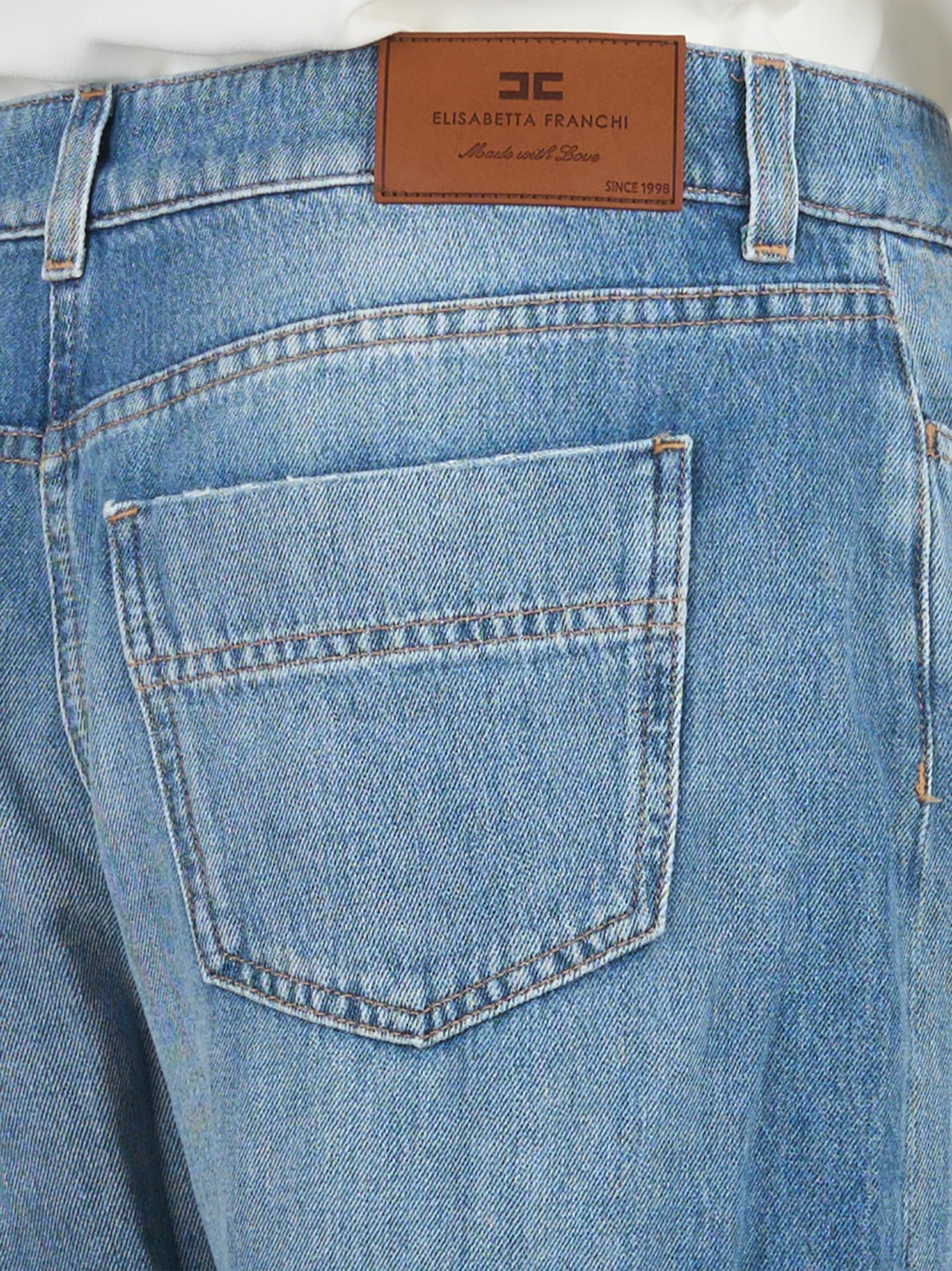 Tuta trompe - l'oeil in crepe e denim Bianco