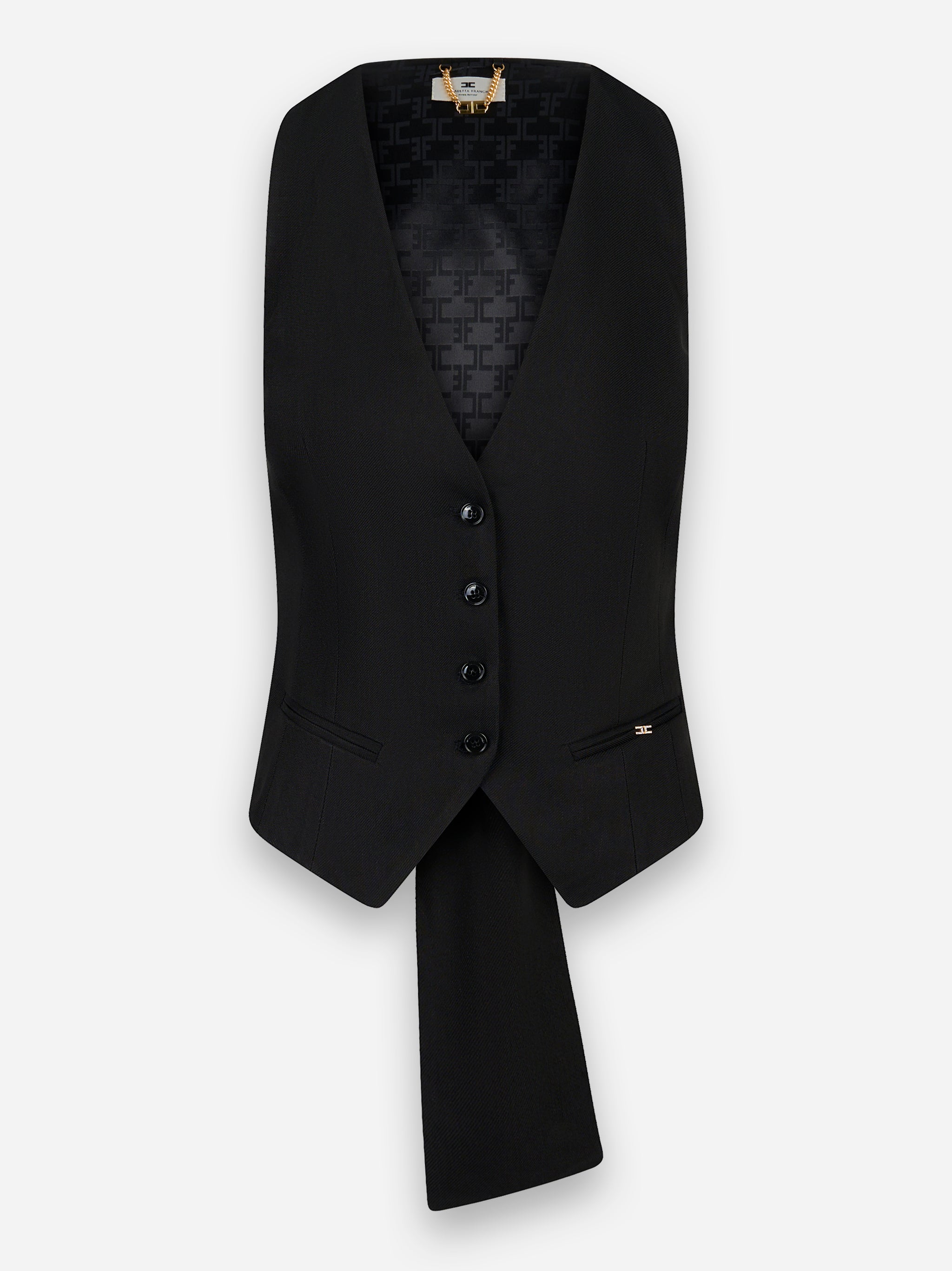 Gilet in gabardina di misto lino Nero