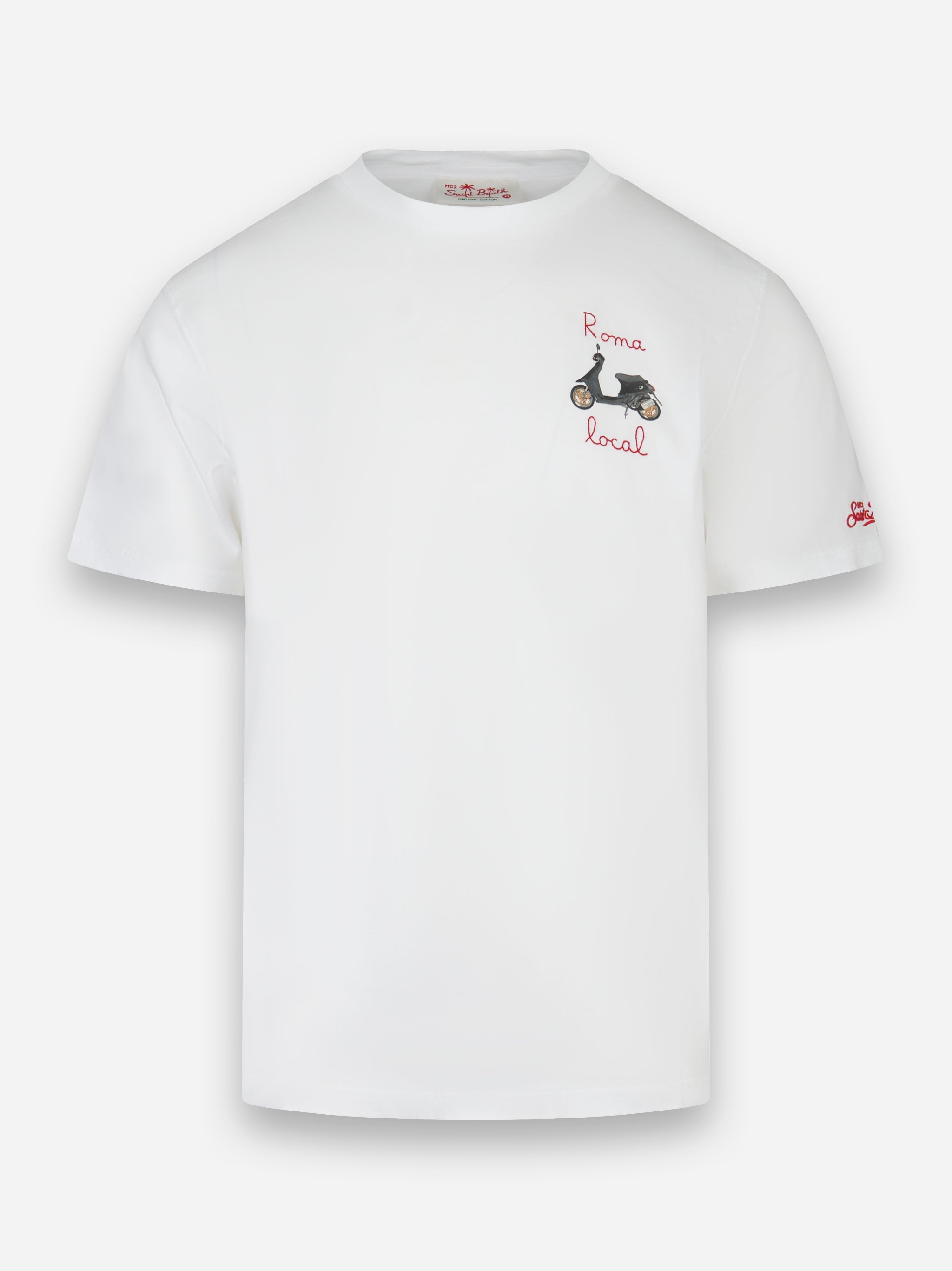 T-shirt girocollo con ricamo Roma Local Bianco