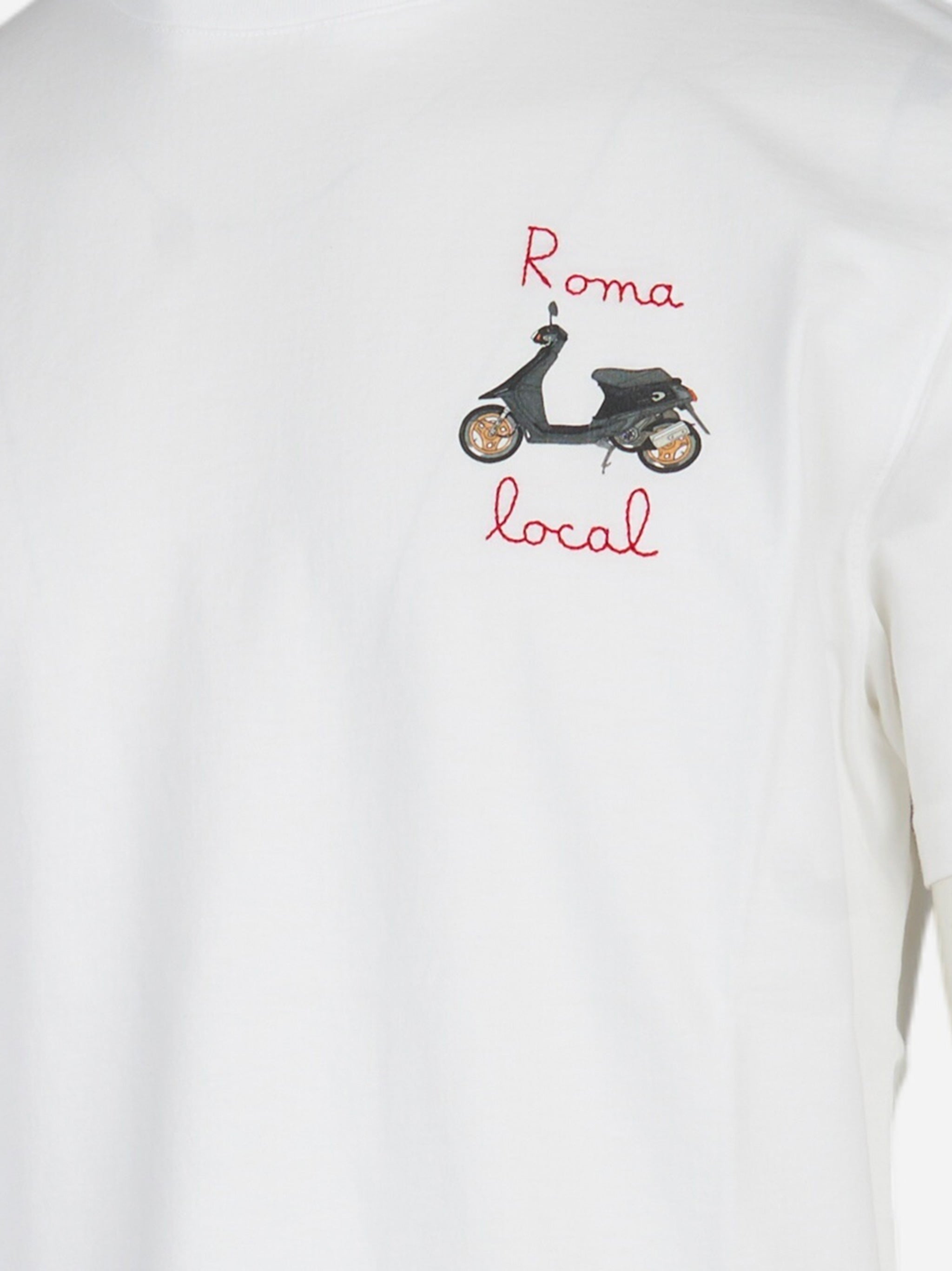 T-shirt girocollo con ricamo Roma Local Bianco