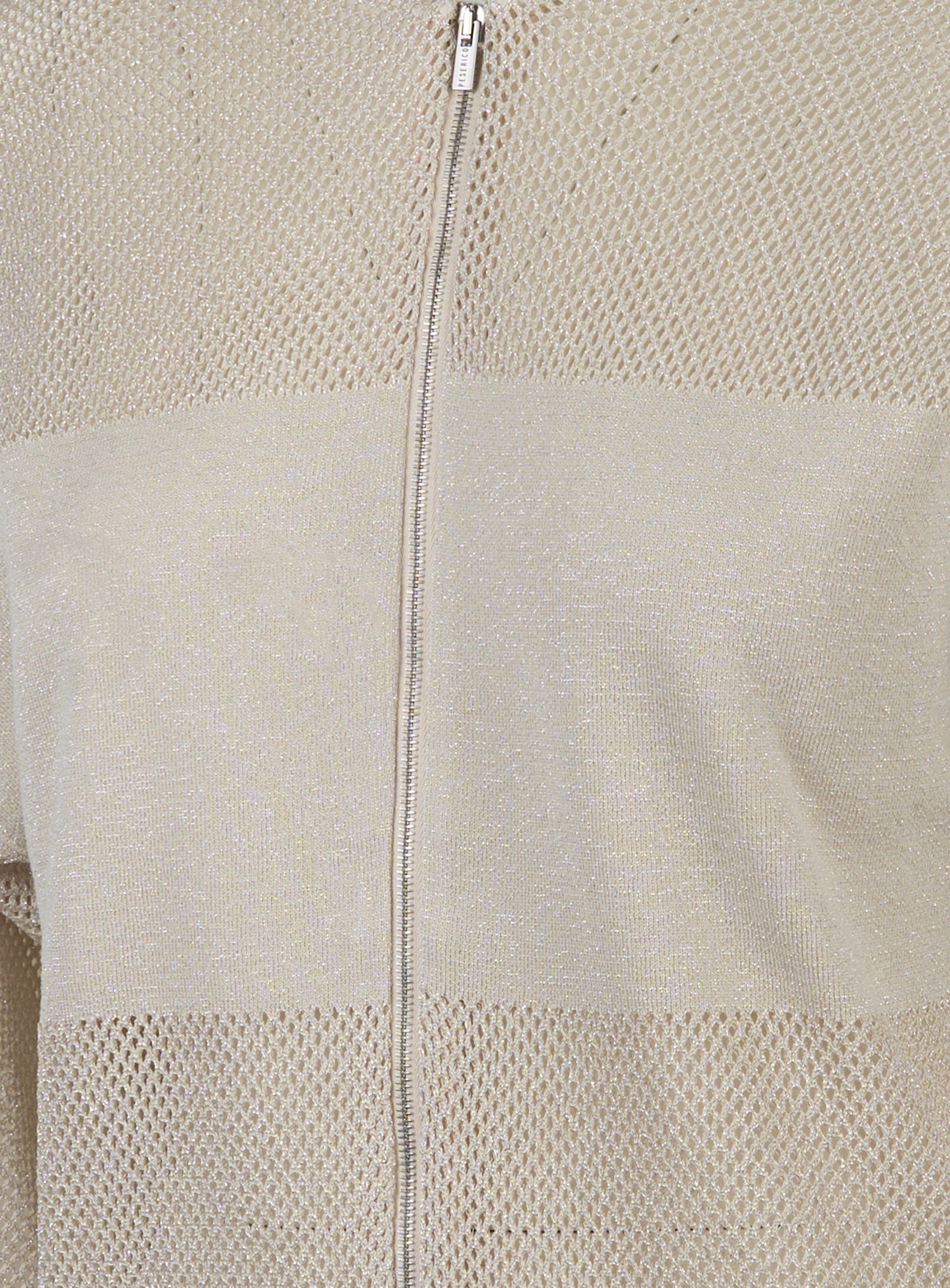 Bomber in tricot filato di puro cotone crepe Beige