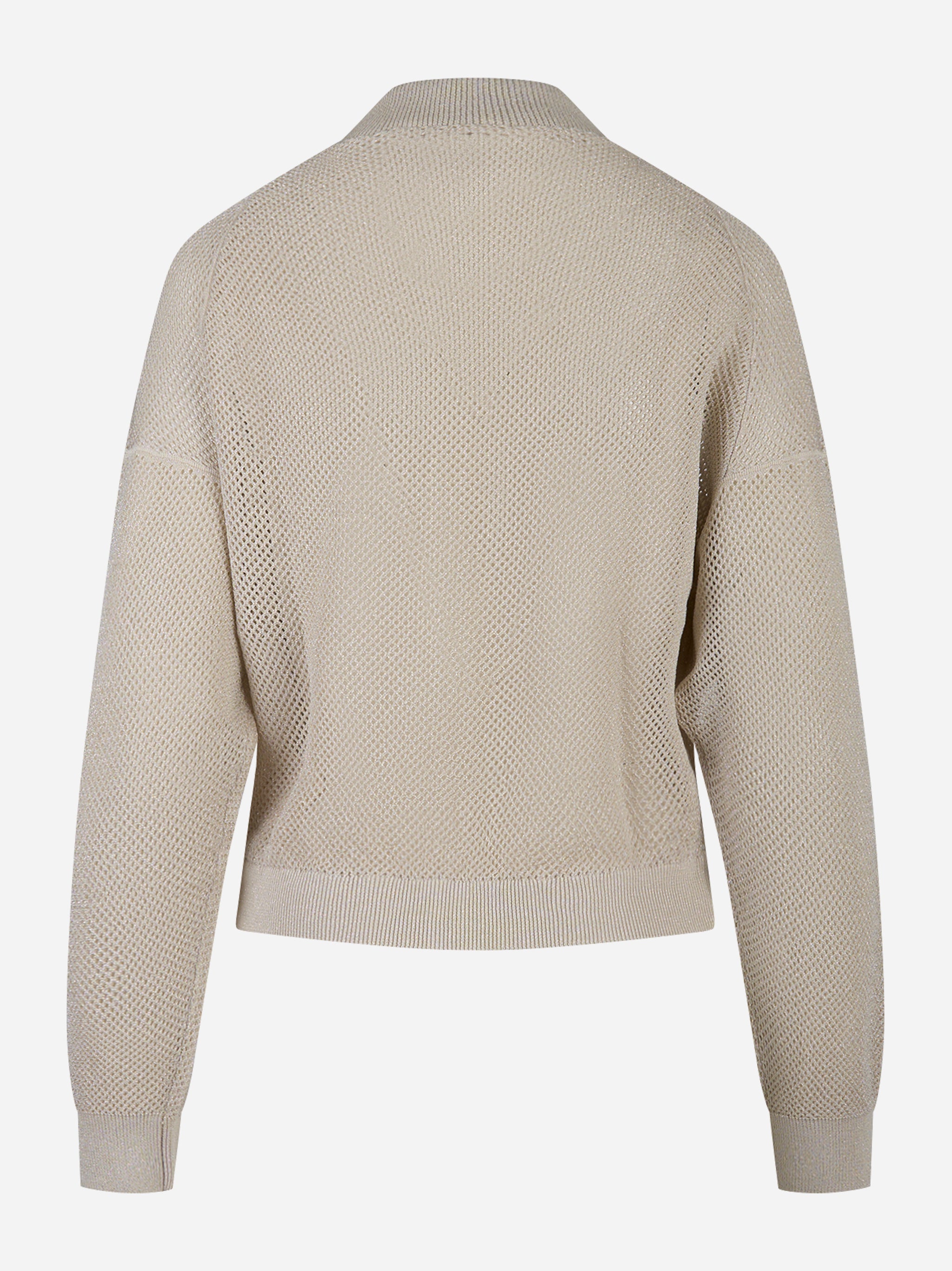 Bomber in tricot filato di puro cotone crepe Beige
