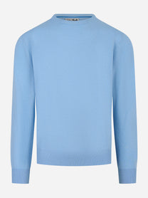 Maglia Regent in lana merinos e cashmere Celeste