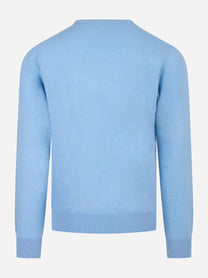 Maglia Regent in lana merinos e cashmere Celeste