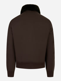 Bomber in lana con collo staccabile in pelliccia Marrone