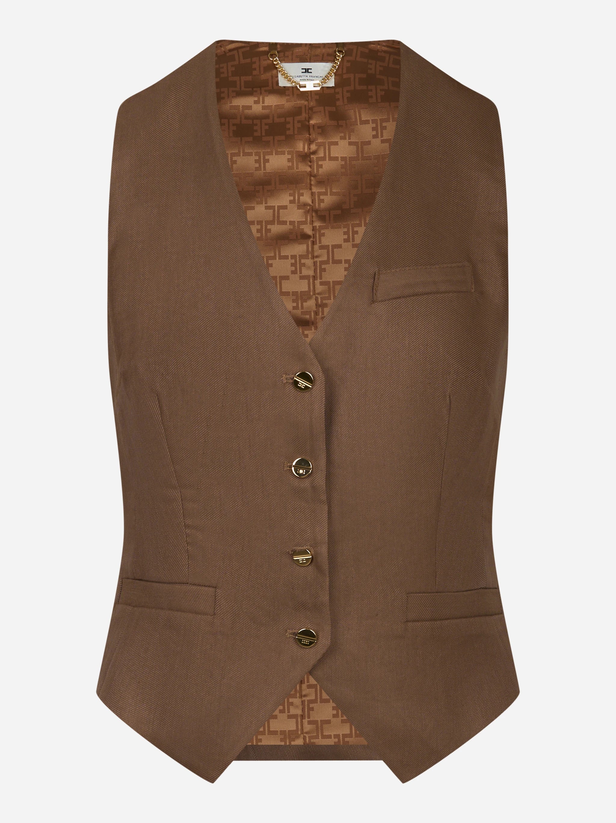 Gilet in lino e viscosa marrone
