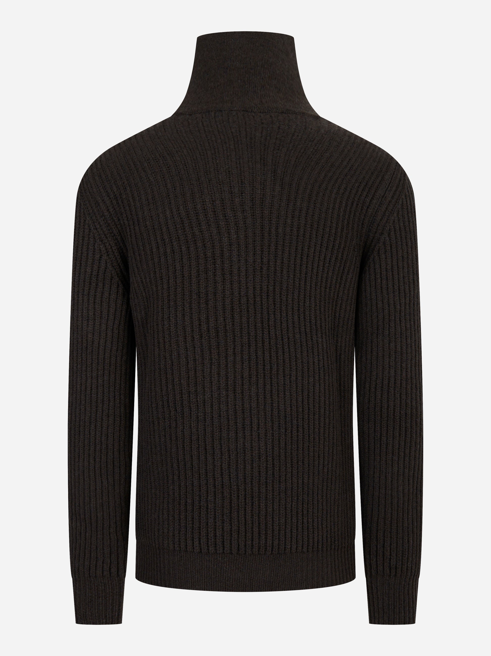 Maglia mezza zip in lana cashmere marrone