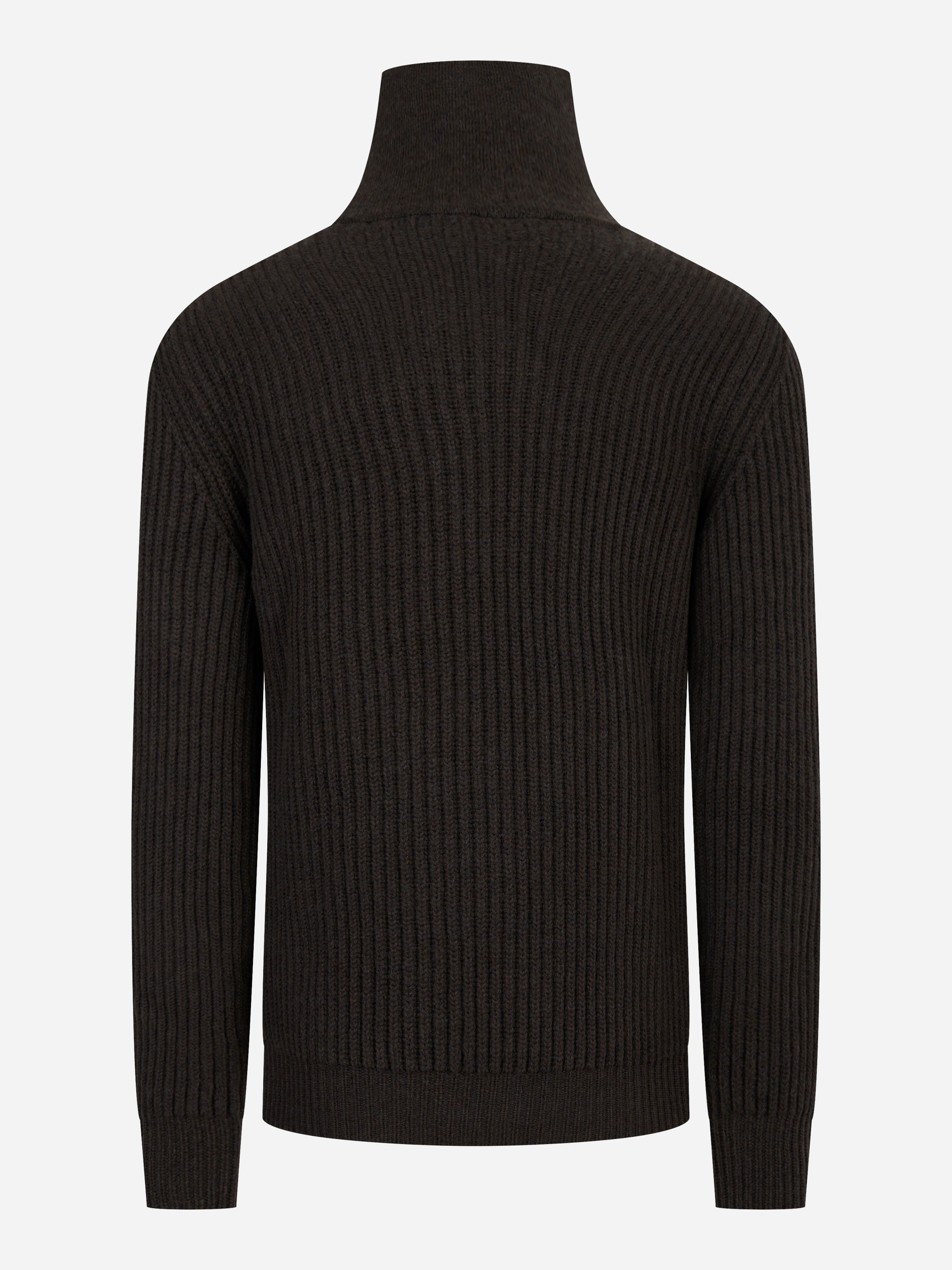 Maglia mezza zip in lana cashmere marrone