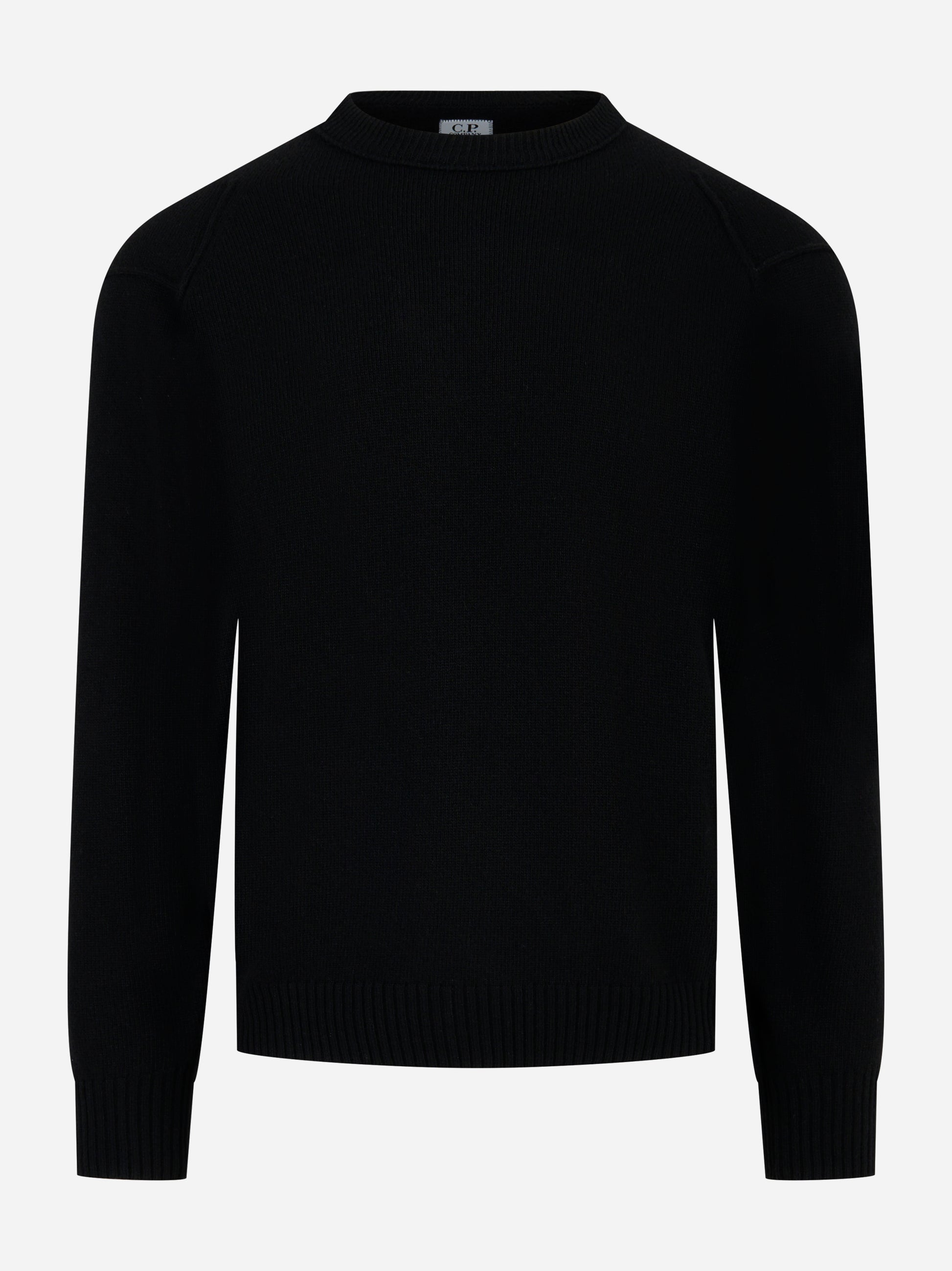 Maglia girocollo in lambswool con logo Nera