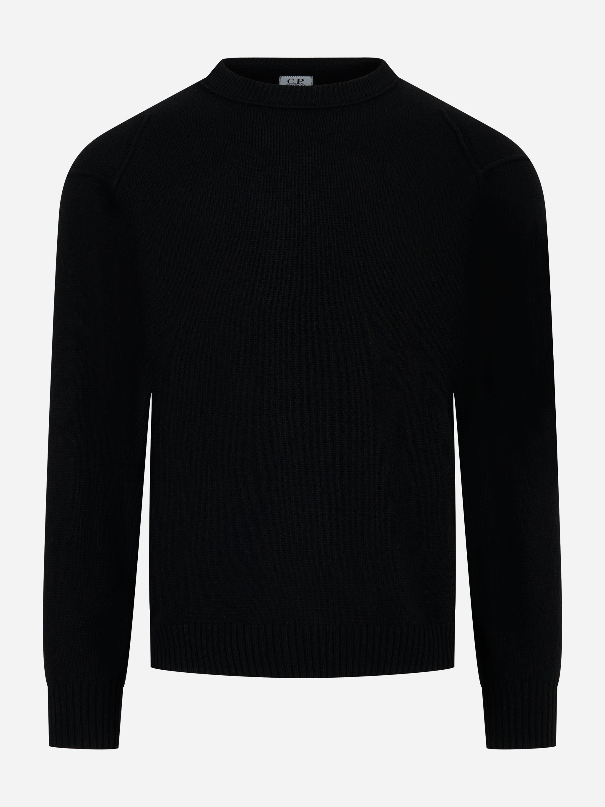 Maglia girocollo in lambswool con logo Nera