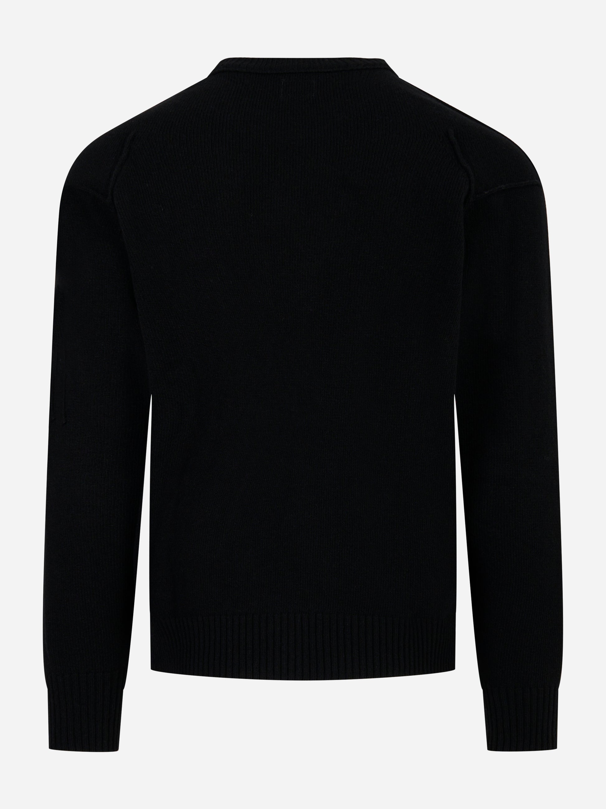 Maglia girocollo in lambswool con logo Nera