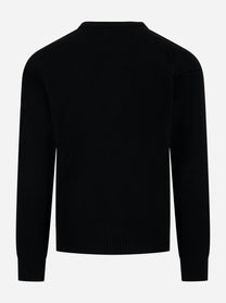 Maglia girocollo in lambswool con logo Nera