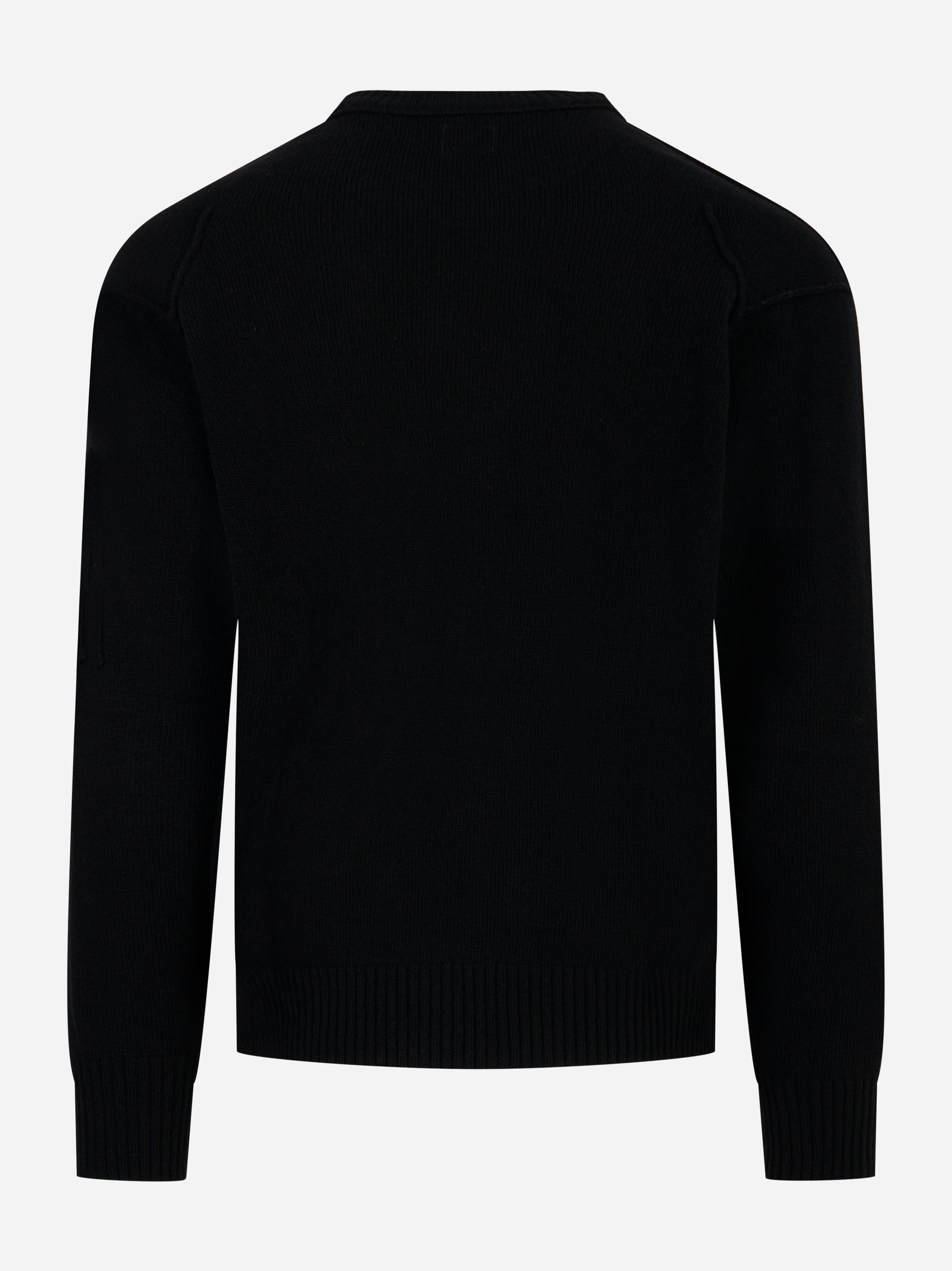 Maglia girocollo in lambswool con logo Nera