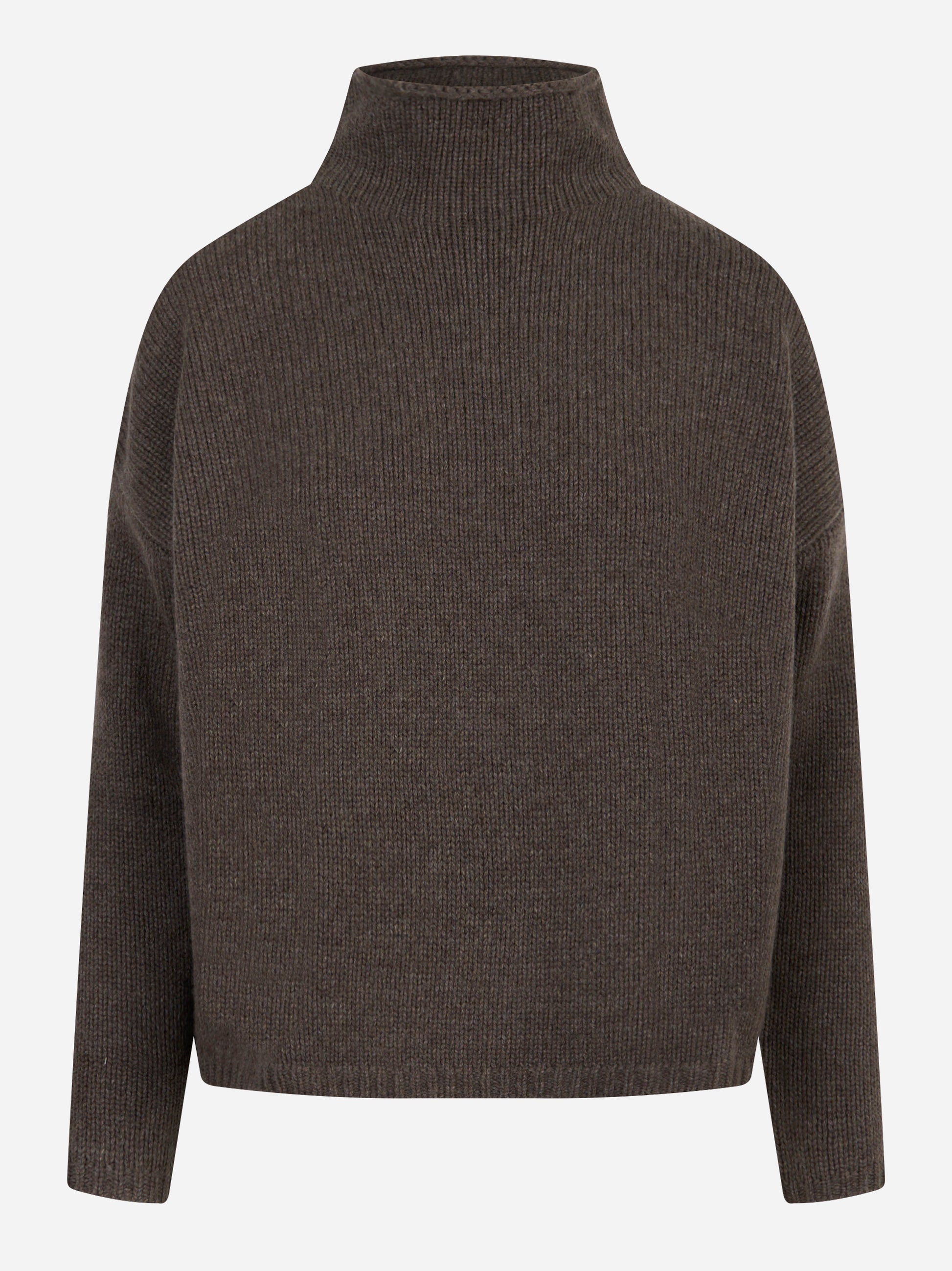 Maglia collo alto in lana e cashmere Marrone