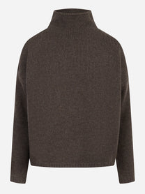 Maglia collo alto in lana e cashmere Marrone