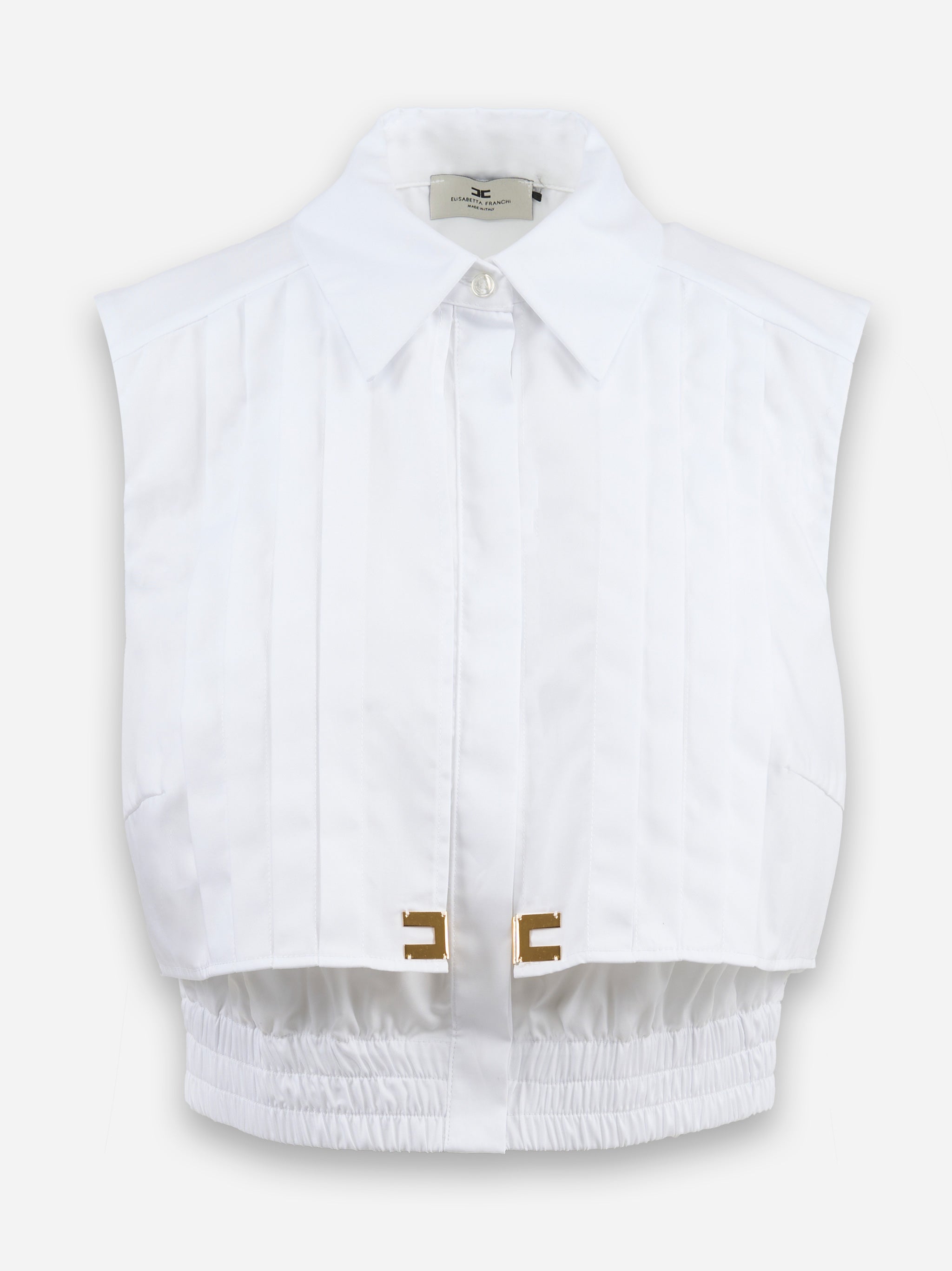 Camicia cropped in popeline con mantellina Bianco