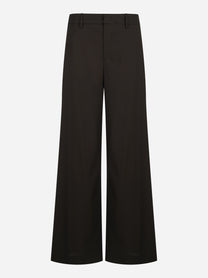 Pantalone Lorenza wide leg in fresco lana marrone