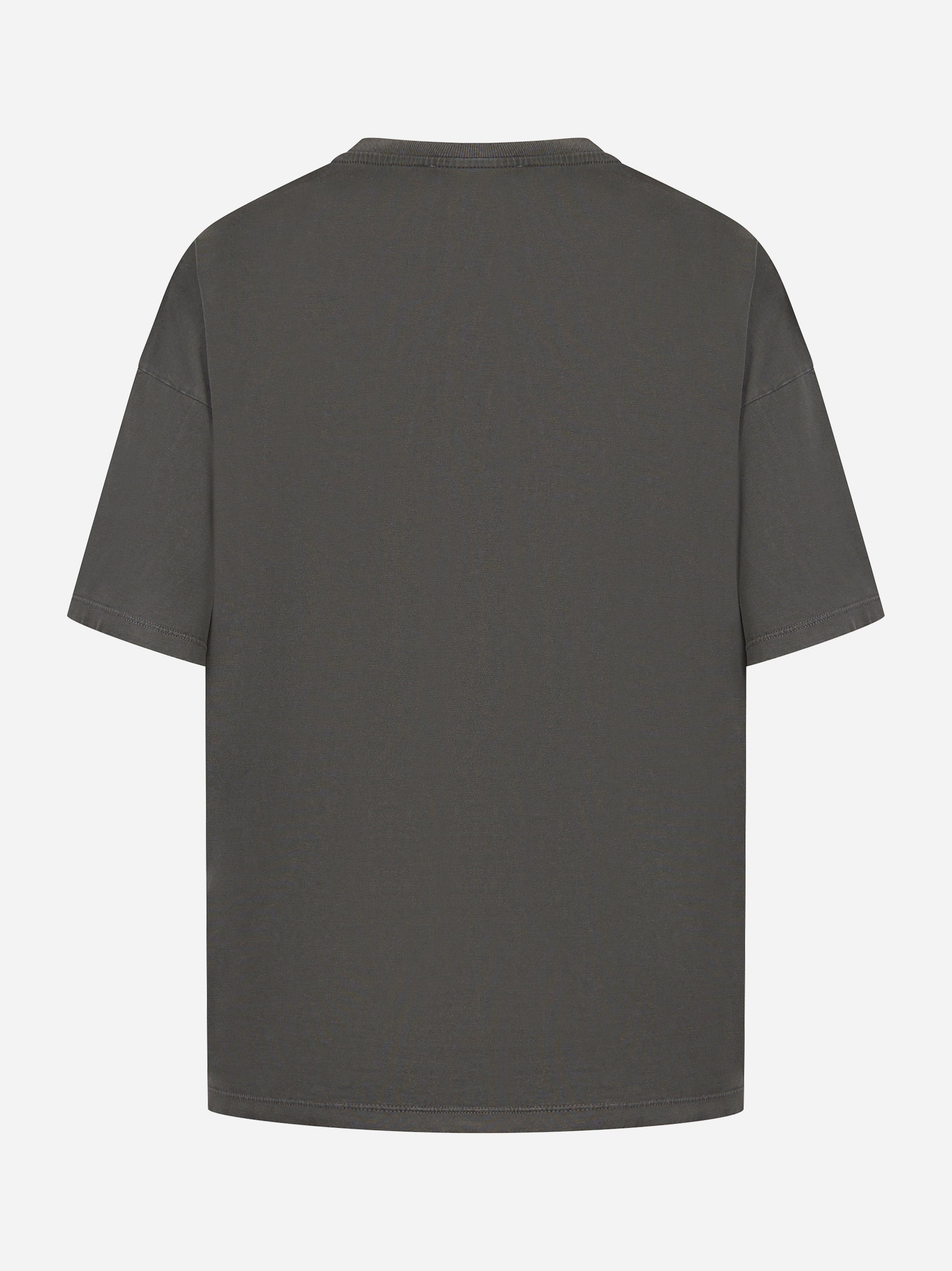 T-shirt girocollo over a maniche corte con stampa logo sul davanti Grigia