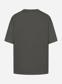 T-shirt girocollo over a maniche corte con stampa logo sul davanti Grigia
