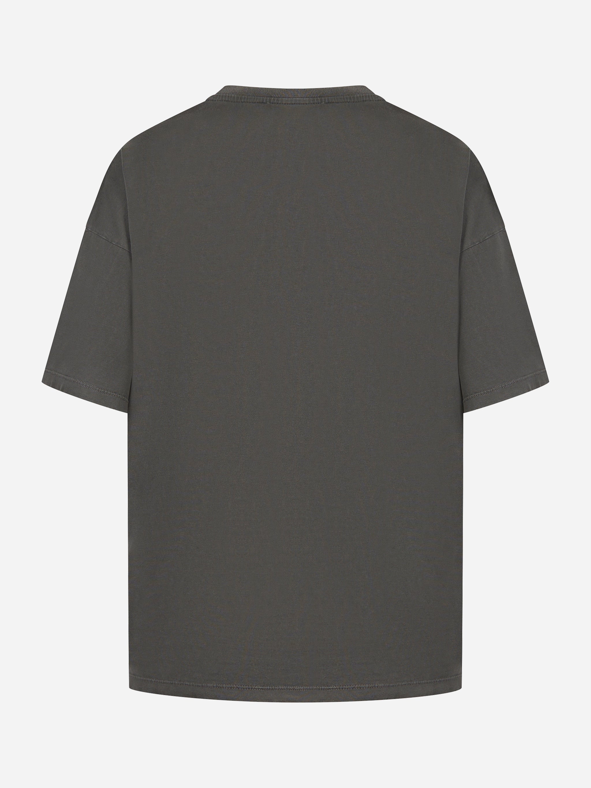 T-shirt girocollo over a maniche corte con stampa logo sul davanti Grigia
