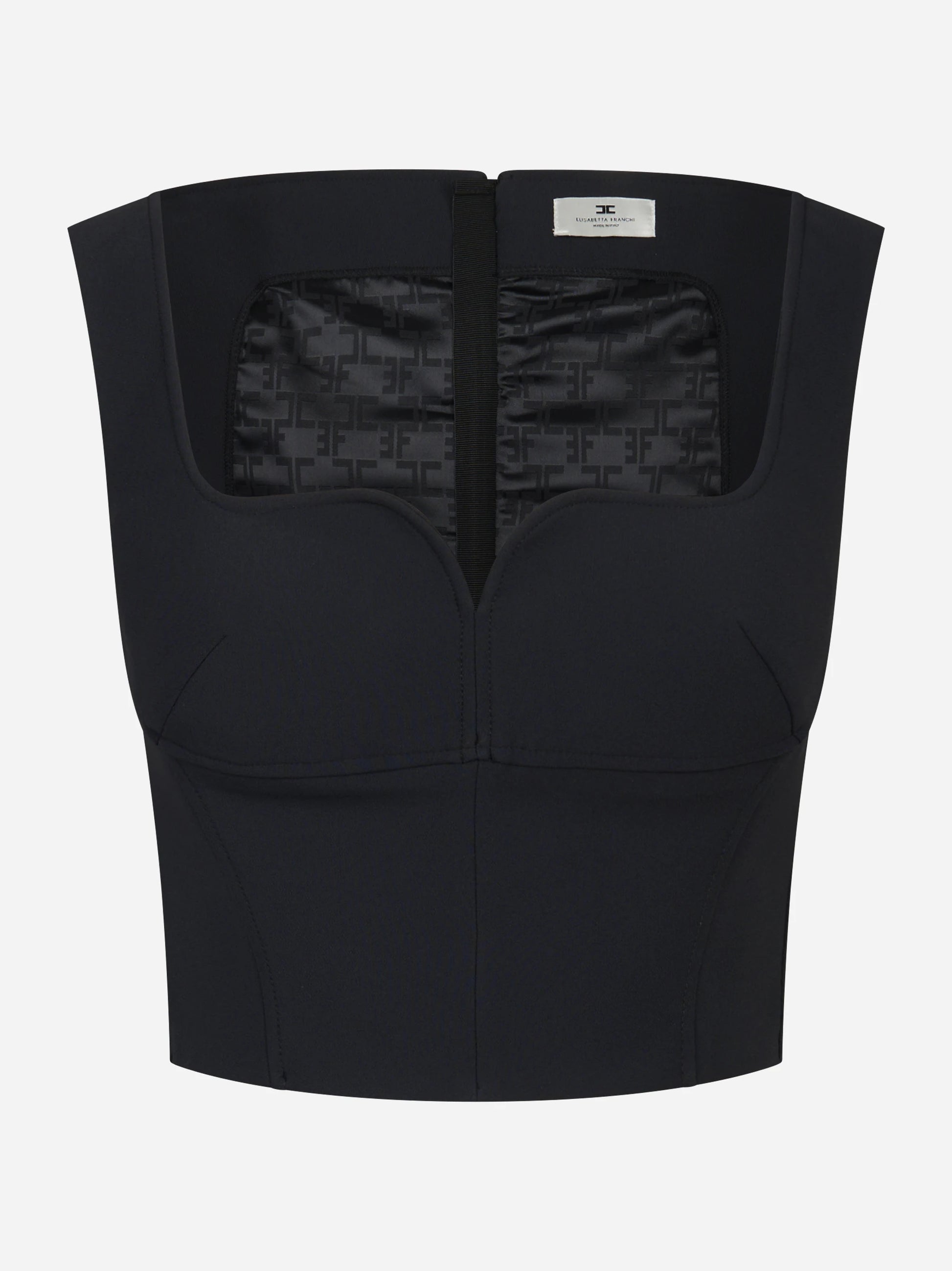 Top in doppio crepe stretch nero