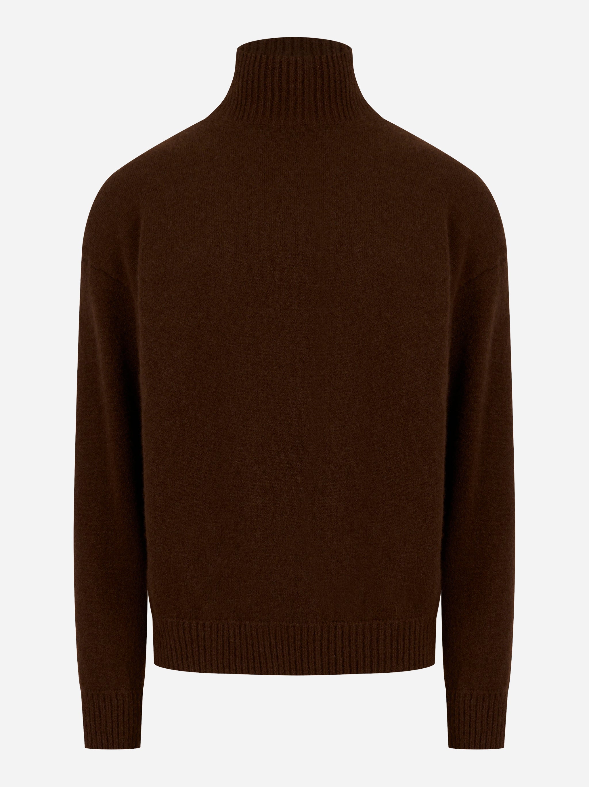 Maglia con collo a lupetto in cashmere e seta Marrone