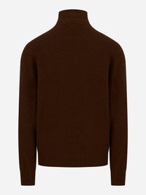 Maglia con collo a lupetto in cashmere e seta Marrone