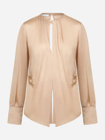 Camicia in misto seta beige
