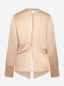 Camicia in misto seta beige