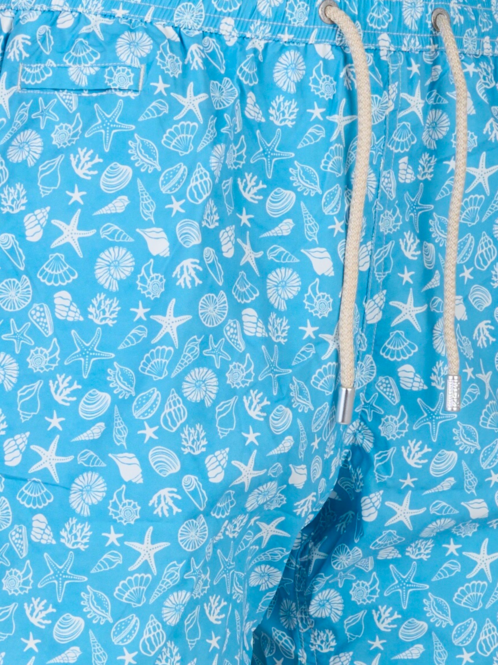 Costume mare Comfort Light con stampa conchiglie tropicali Blu