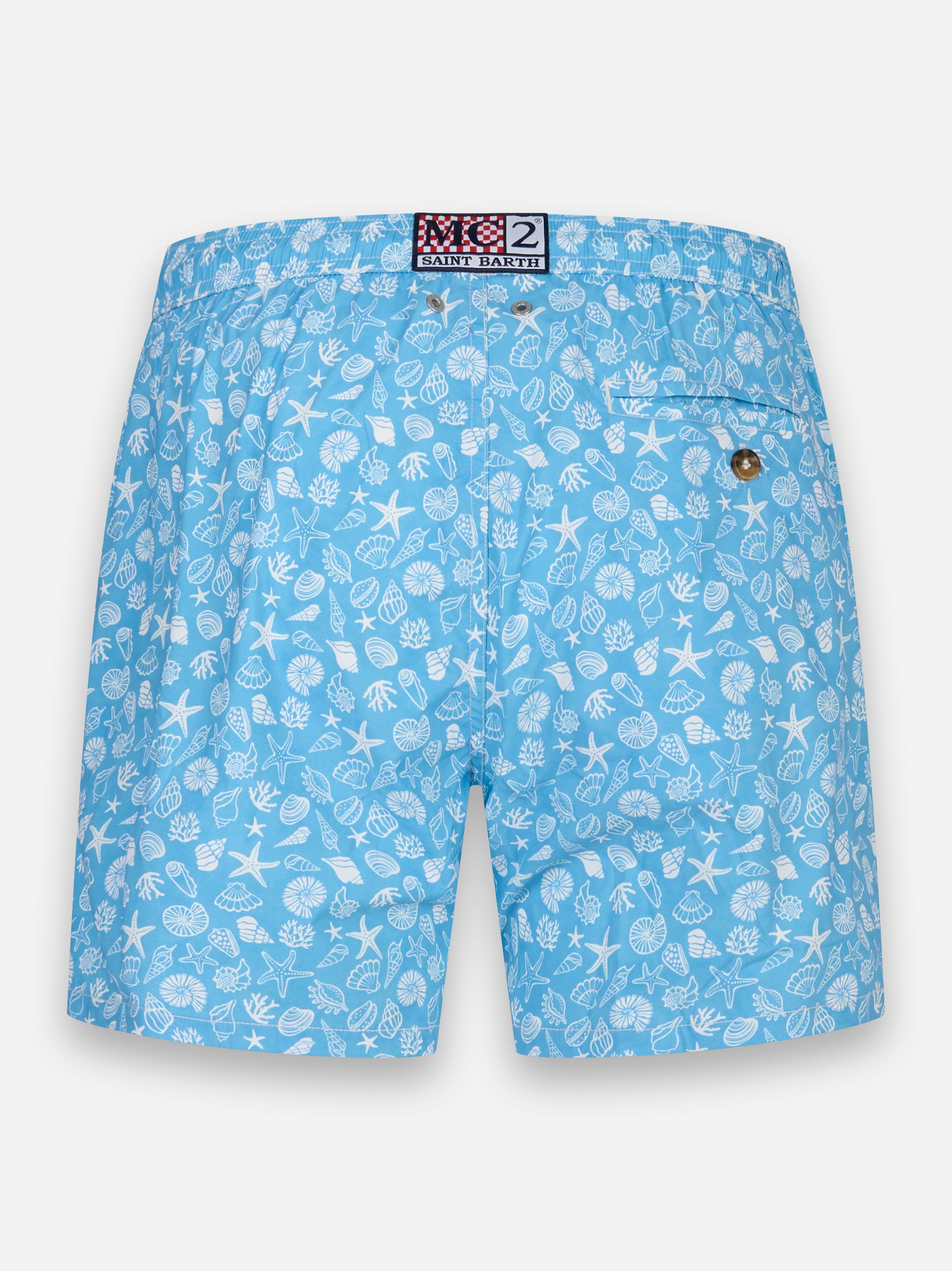 Costume mare Comfort Light con stampa conchiglie tropicali Blu
