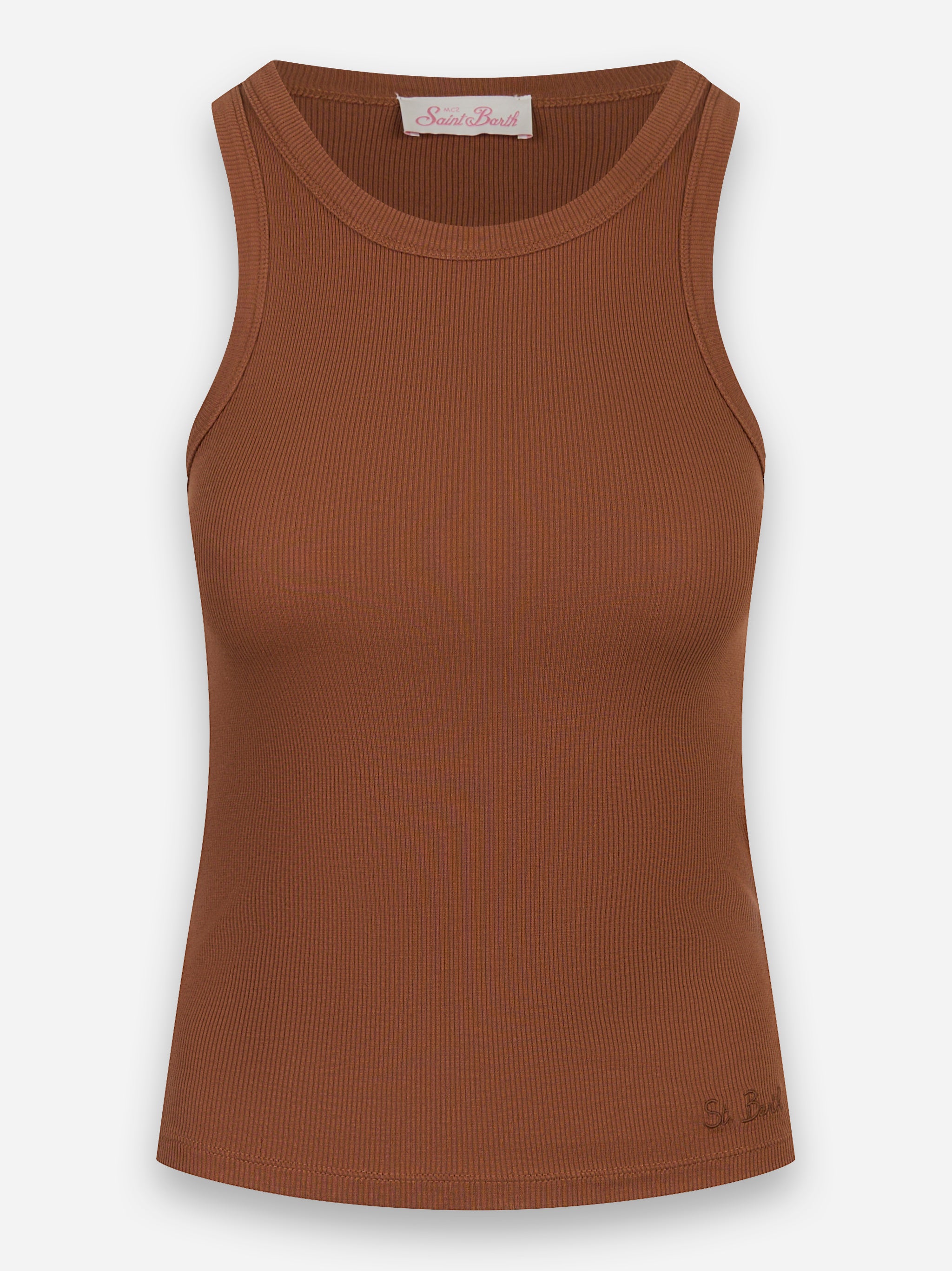 Tank top Ada a costine Marrone