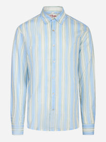 Camicia manica lunga Sikelia con motivo a righe celeste