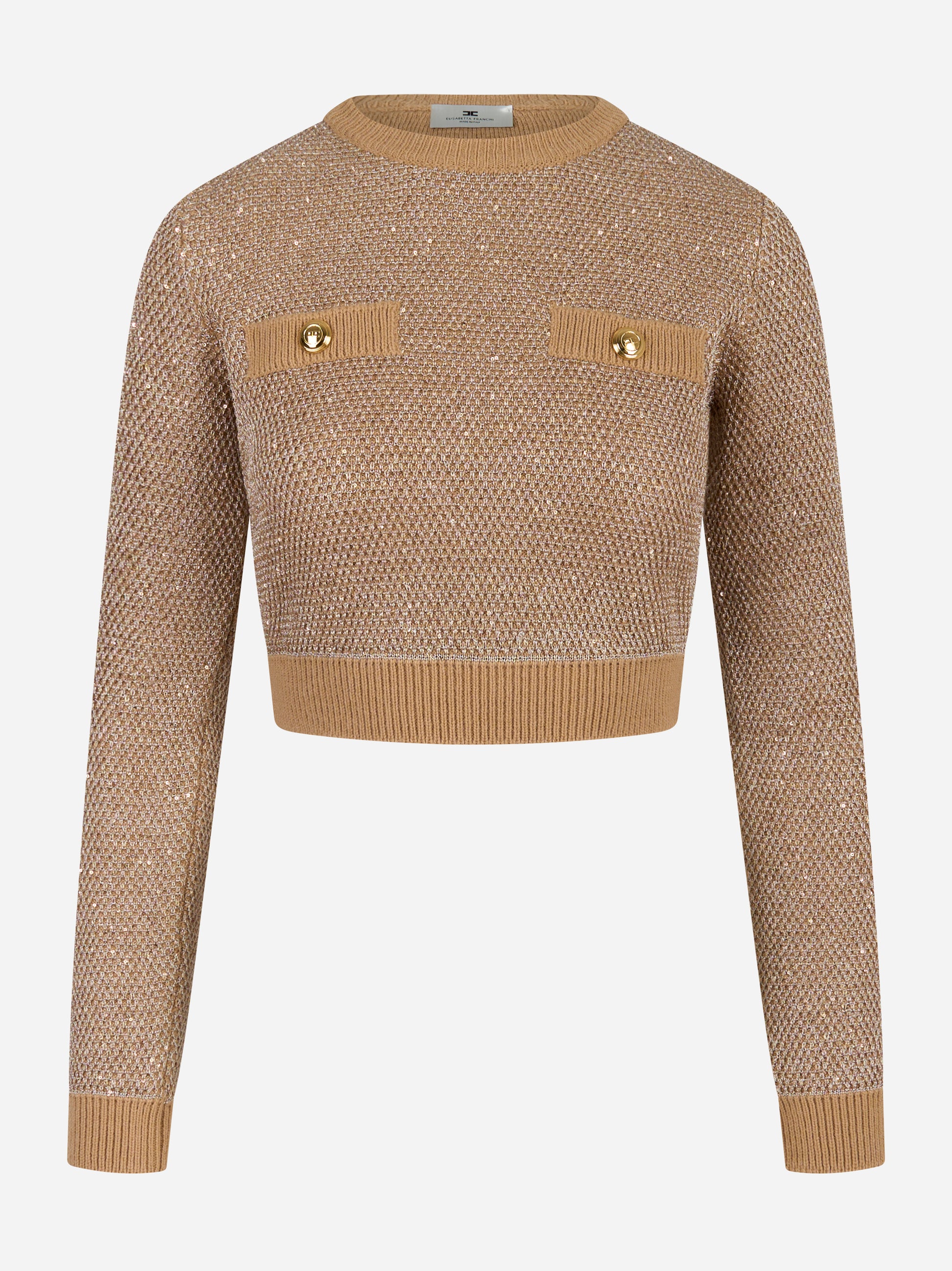 Maglia tricot girocollo Beige