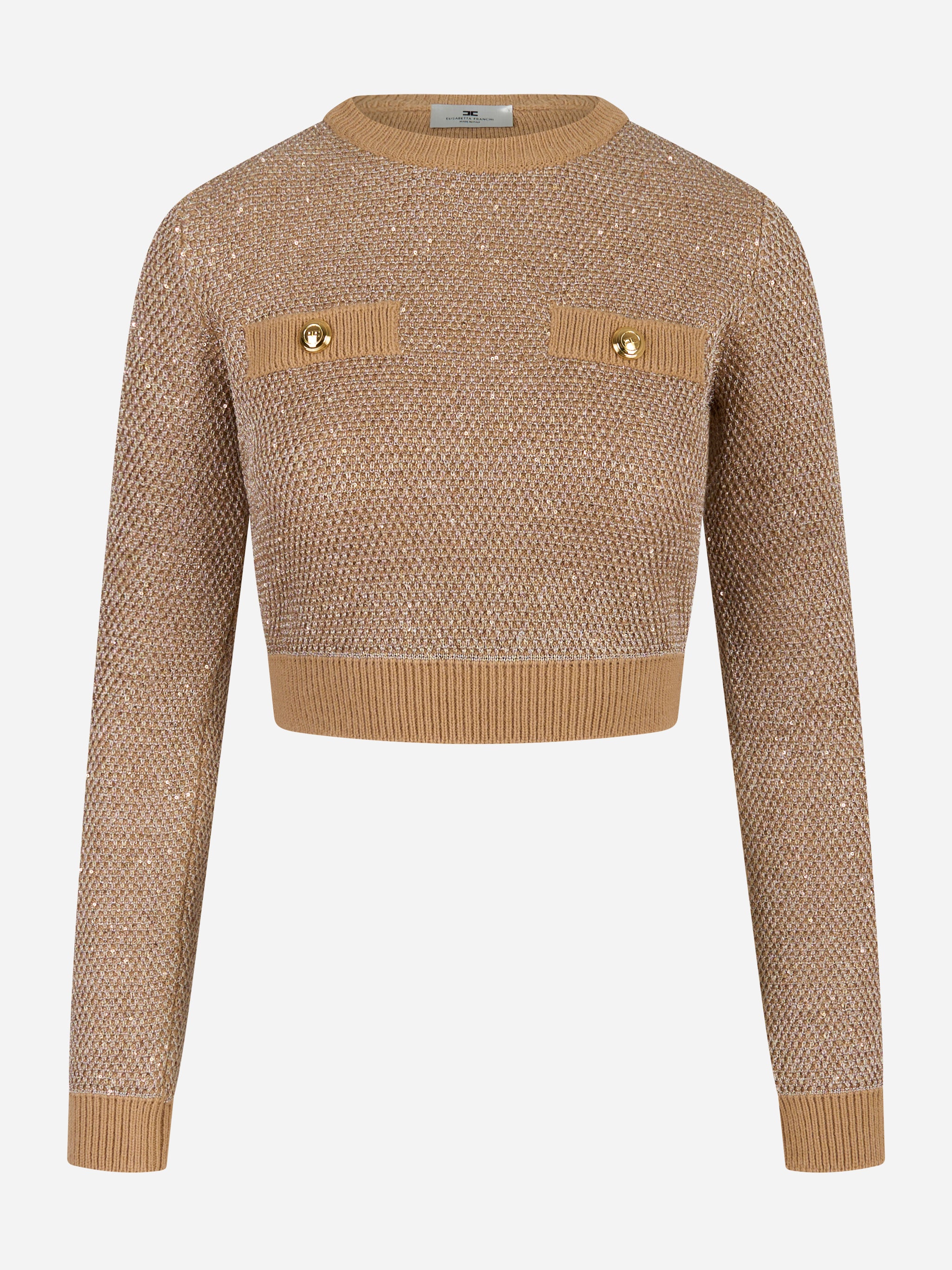 Maglia tricot girocollo Beige