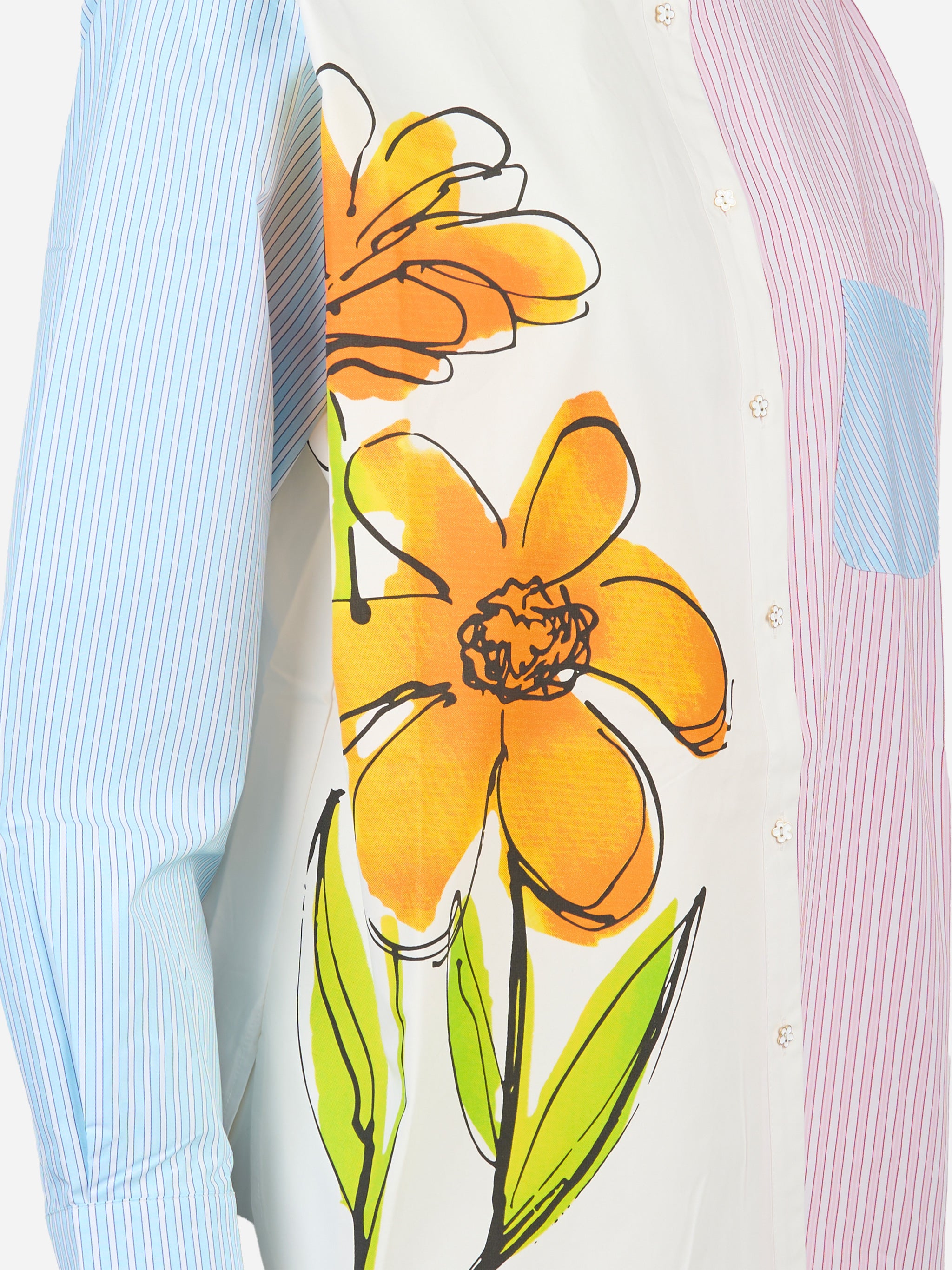 Camicia manica lunga con stampa floreale Bianco